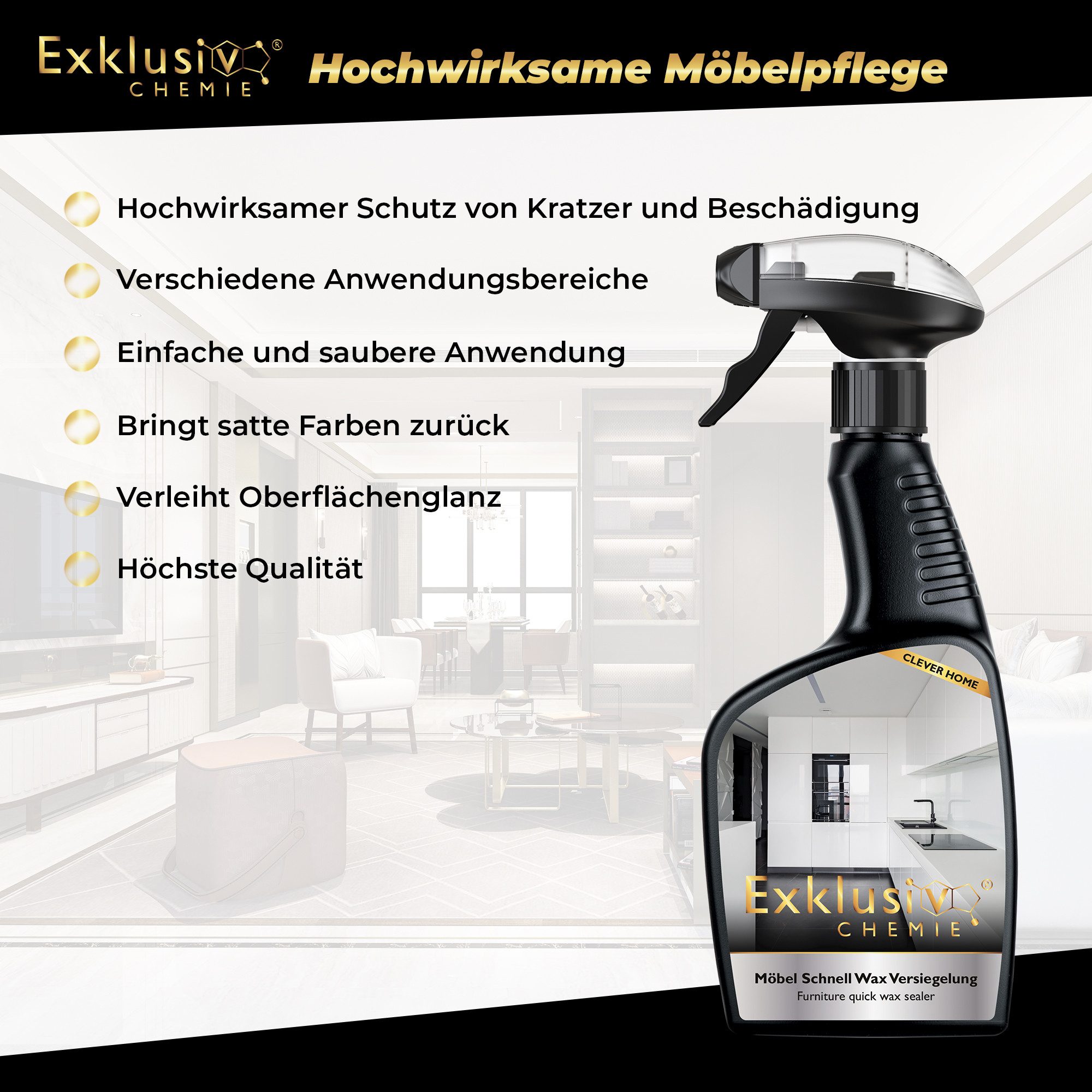 Exklusiv Chemie GmbH Möbel Schnell Wax Möbelpflegeöl-Set, Hochglanz Möbel Pflege