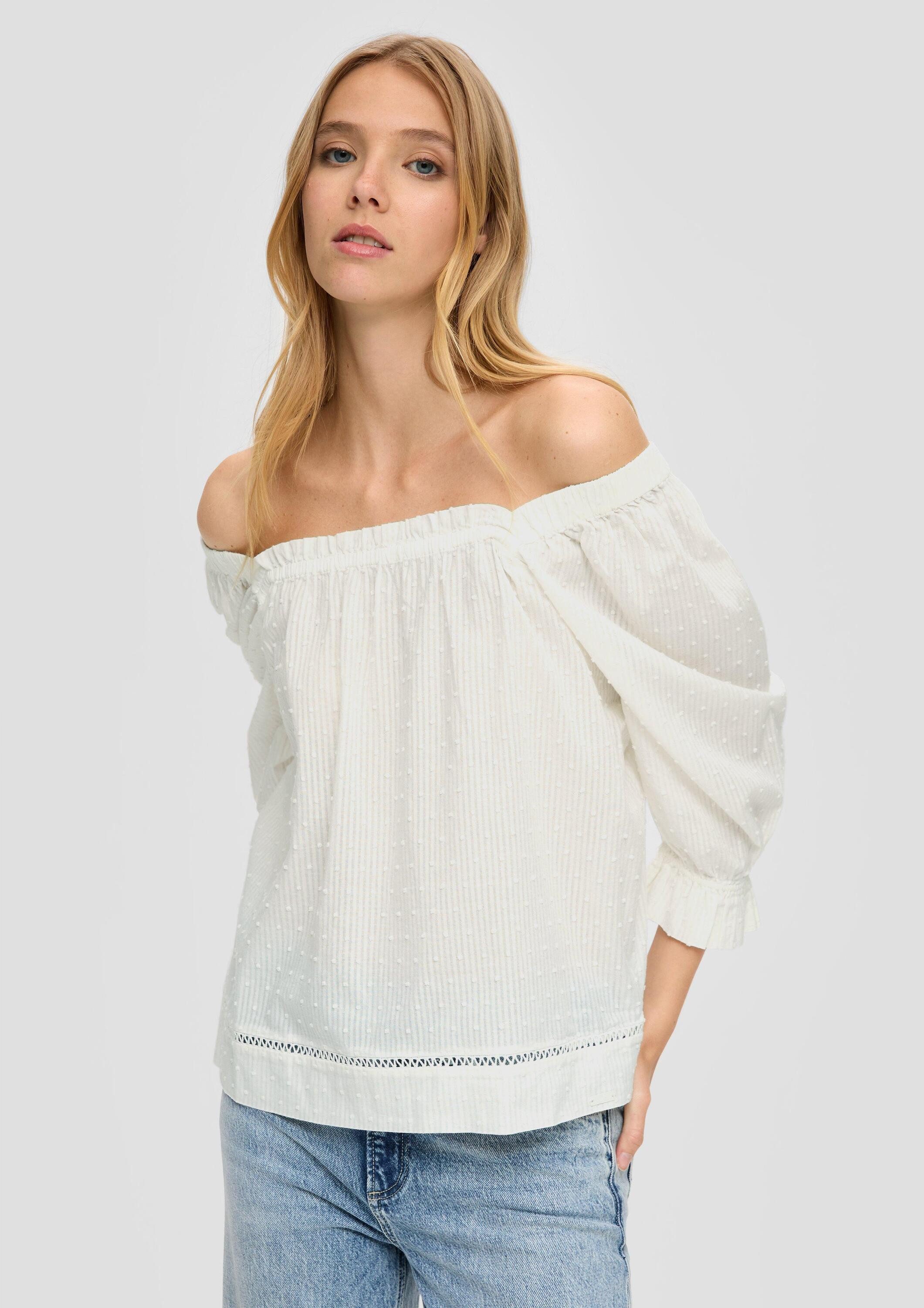 QS Kurzarmbluse Bluse Off-Shoulder-Bluse mit Dobby-Struktur günstig online kaufen