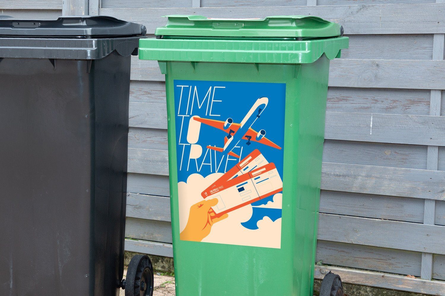 MuchoWow Wandsticker Flugzeug - Abfalbehälter Mülleimer-aufkleber, St), Urlaub - (1 Container, Zitat Sticker, Mülltonne