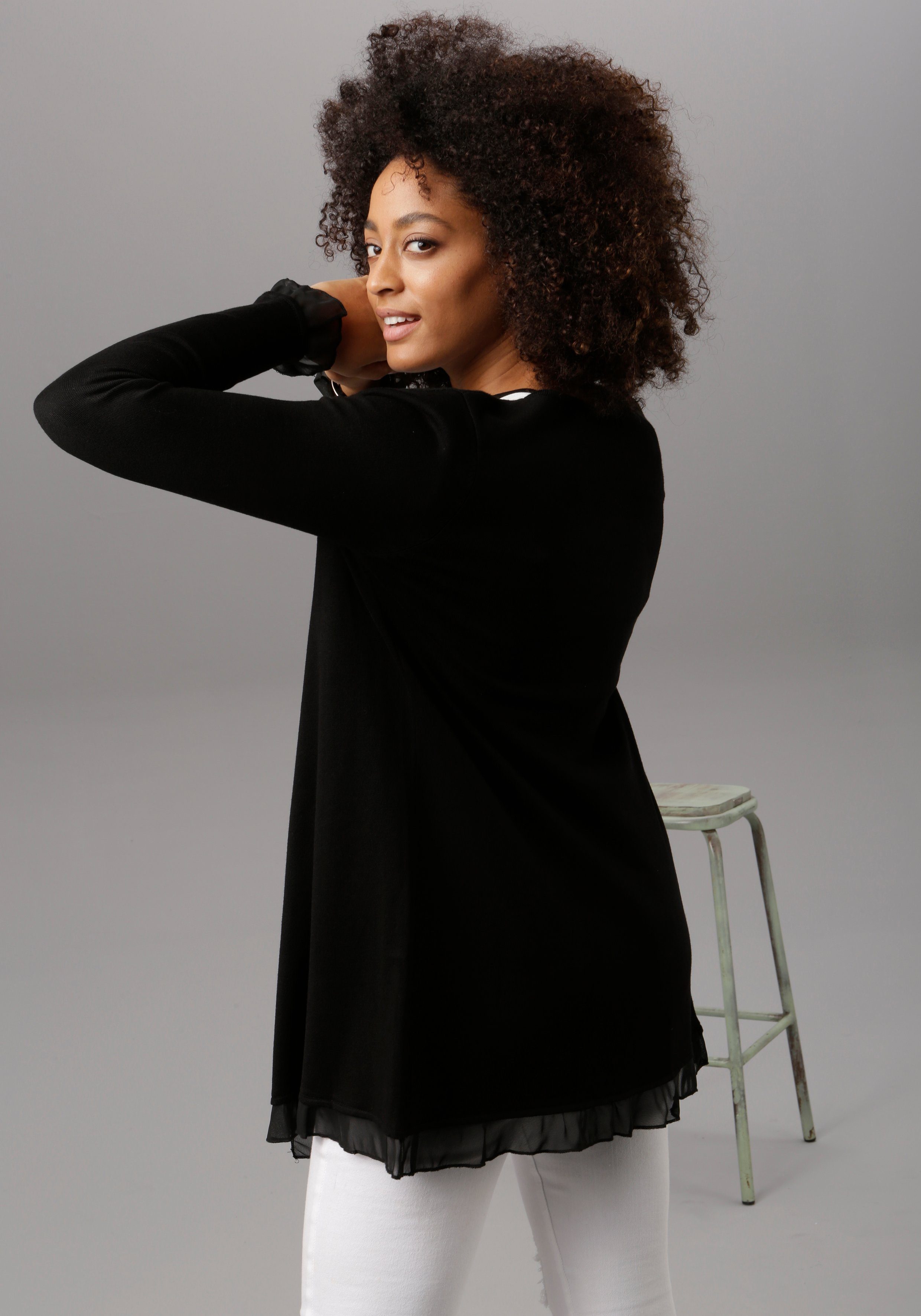 Aniston SELECTED Cardigan, mit Chiffon-Abschlüssen günstig online kaufen