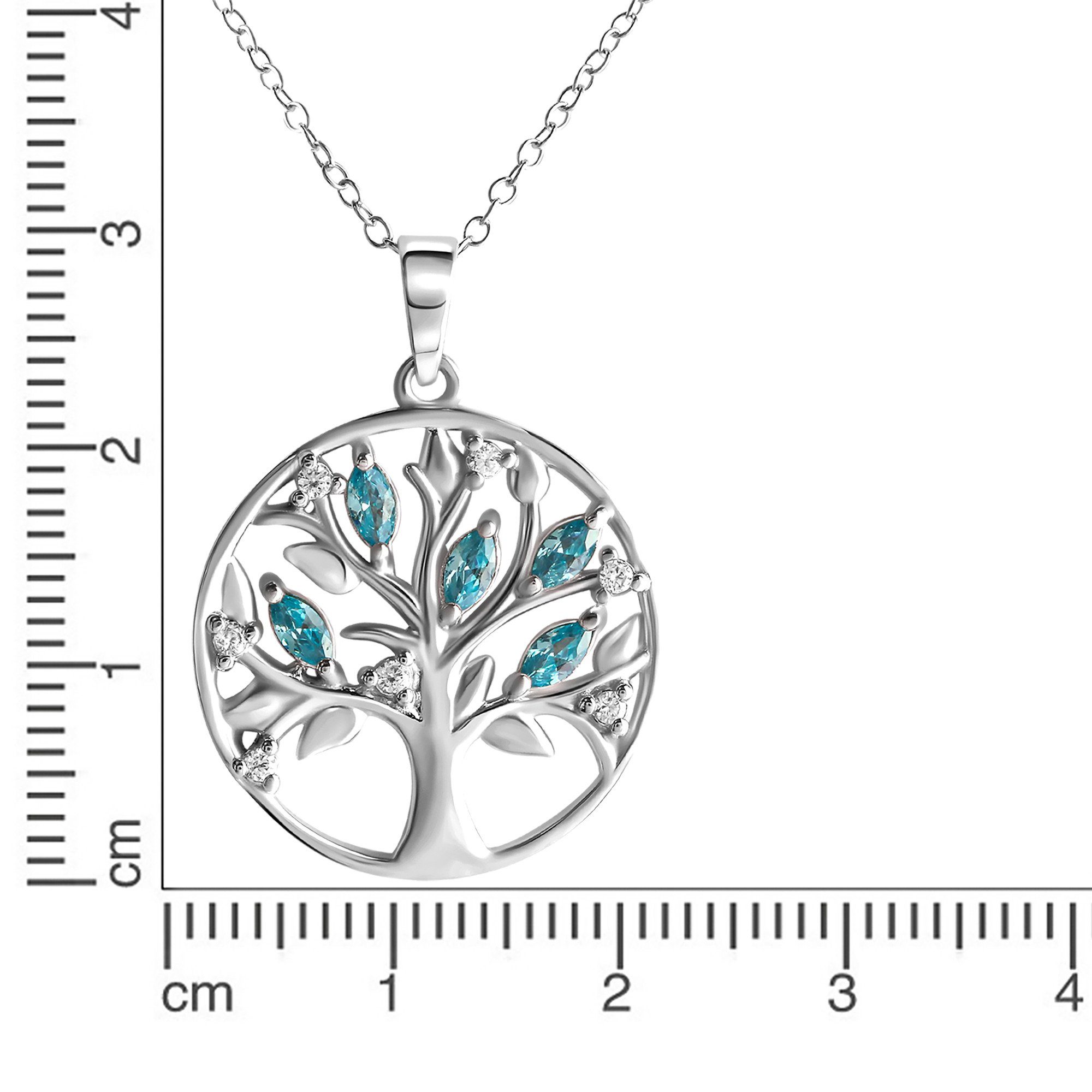 Zirkonia Silber Anhänger Kette rhodiniert mit Vivance Lebensbaum 925-Sterling