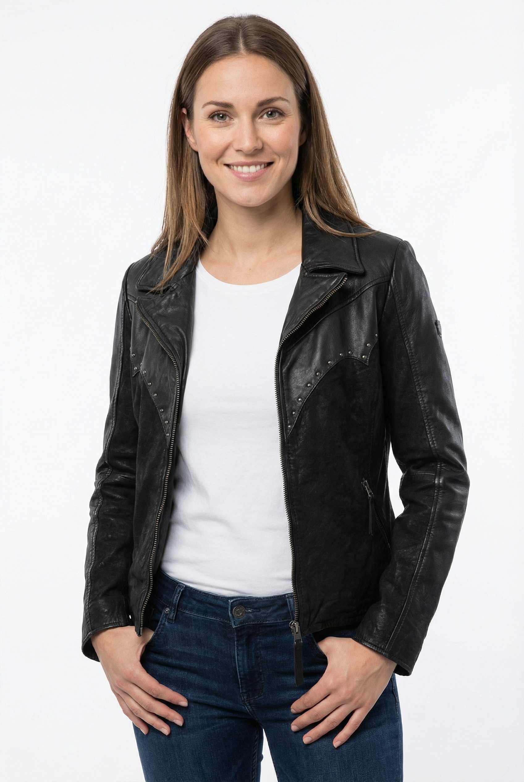 Mauritius Lederjacke MWCollien im Mix aus Nappa- und Nubukleder