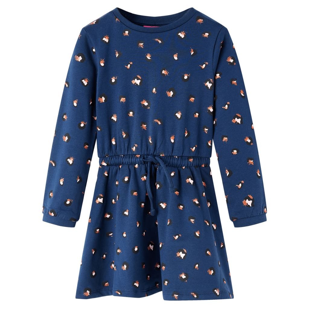 Druckkleid Kinderkleid mit Langen Ärmeln Marineblau 104