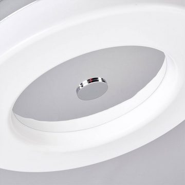 Lindby LED Deckenleuchte Shania, LED-Leuchtmittel fest verbaut, warmweiß, Modern, Metall, Kunststoff, chrom, weiß satiniert, 1 flammig, inkl.