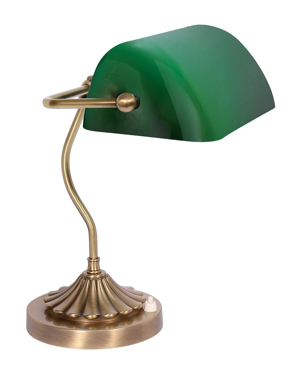 Licht-Erlebnisse Schreibtischlampe Leuchtmittel, Grün ohne Echt-Messing Bronze Bankerlampe hell Jugendstil MINISTERO, Büro