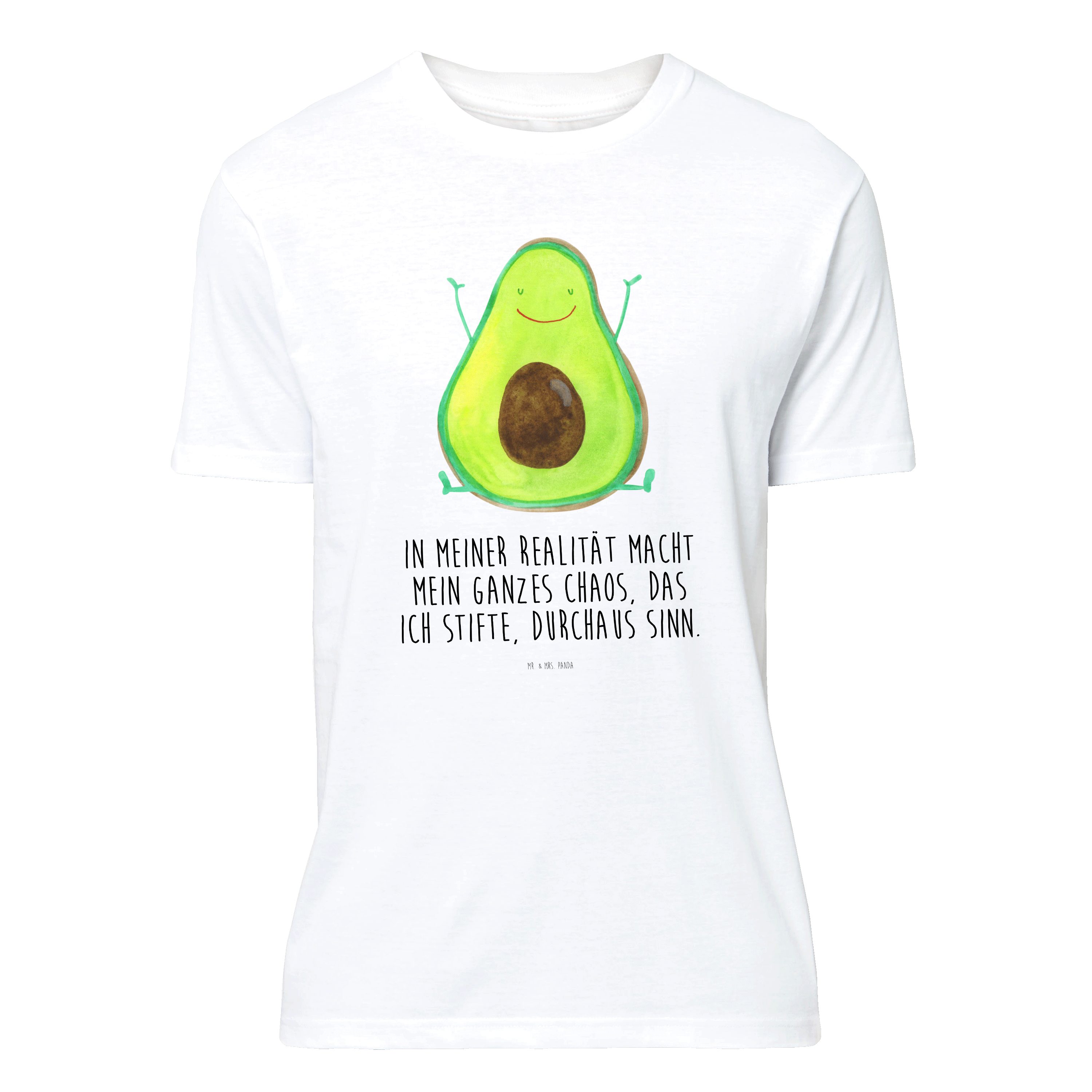 Mr. & Mrs. Panda T-Shirt Avocado Happy - Weiß - Geschenk, Schlafshirt, Vegan, Nachthemd, Chaos (1-tlg)