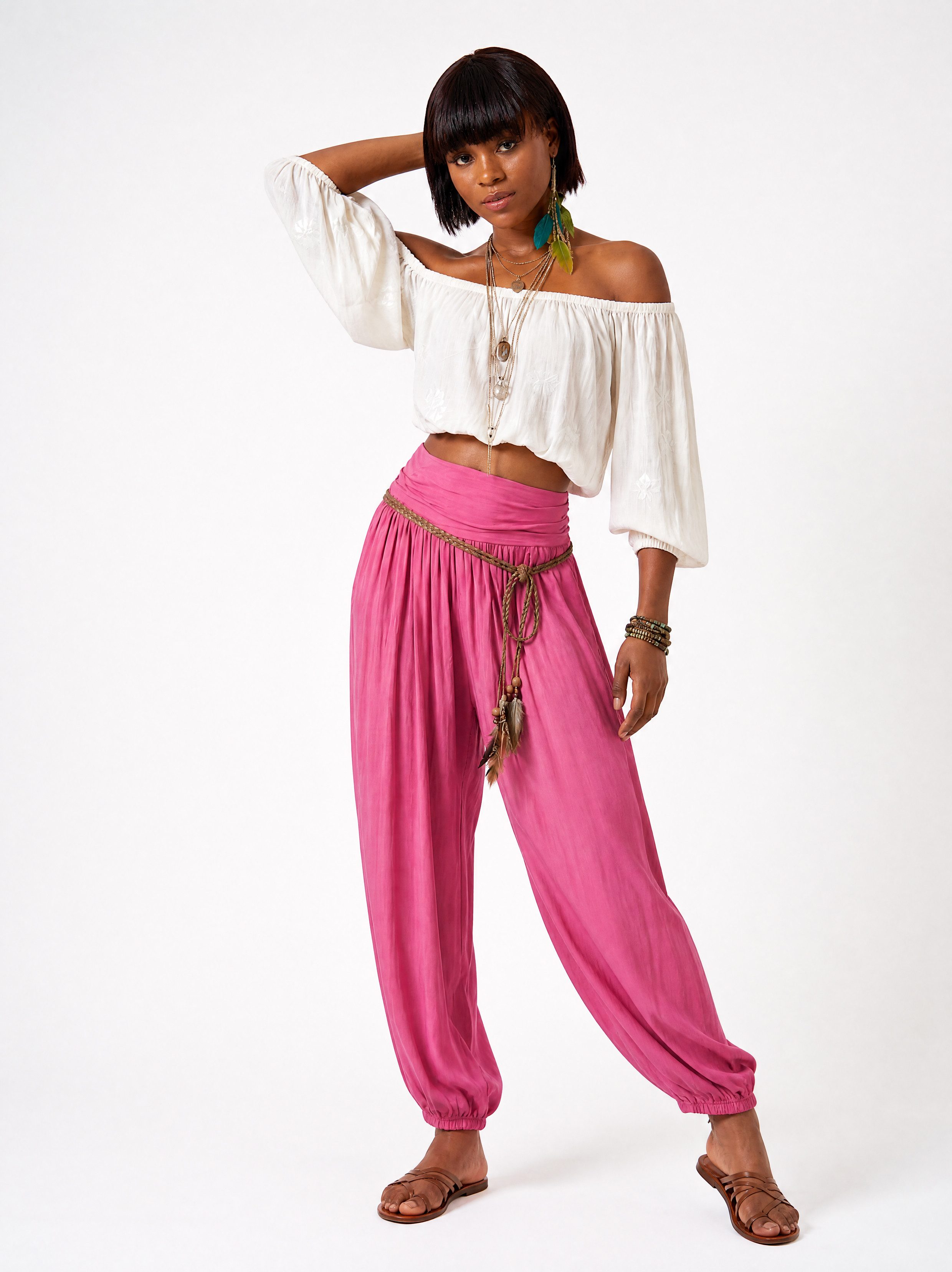 YC Fashion & Style Haremshose Damen Strandhose im Harem-Stil, Luftige Sommerhose aus 100 % Viskose in Unifarbe