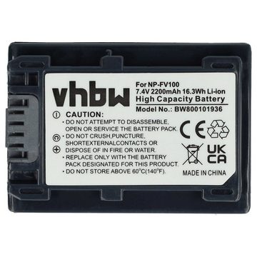 vhbw kompatibel mit Sony HDR-XR520VE, HXR-NX100, HDR-XR550E, HDR-XR550VE, Kamera-Akku Li-Ion 2200 mAh (7,2 V)