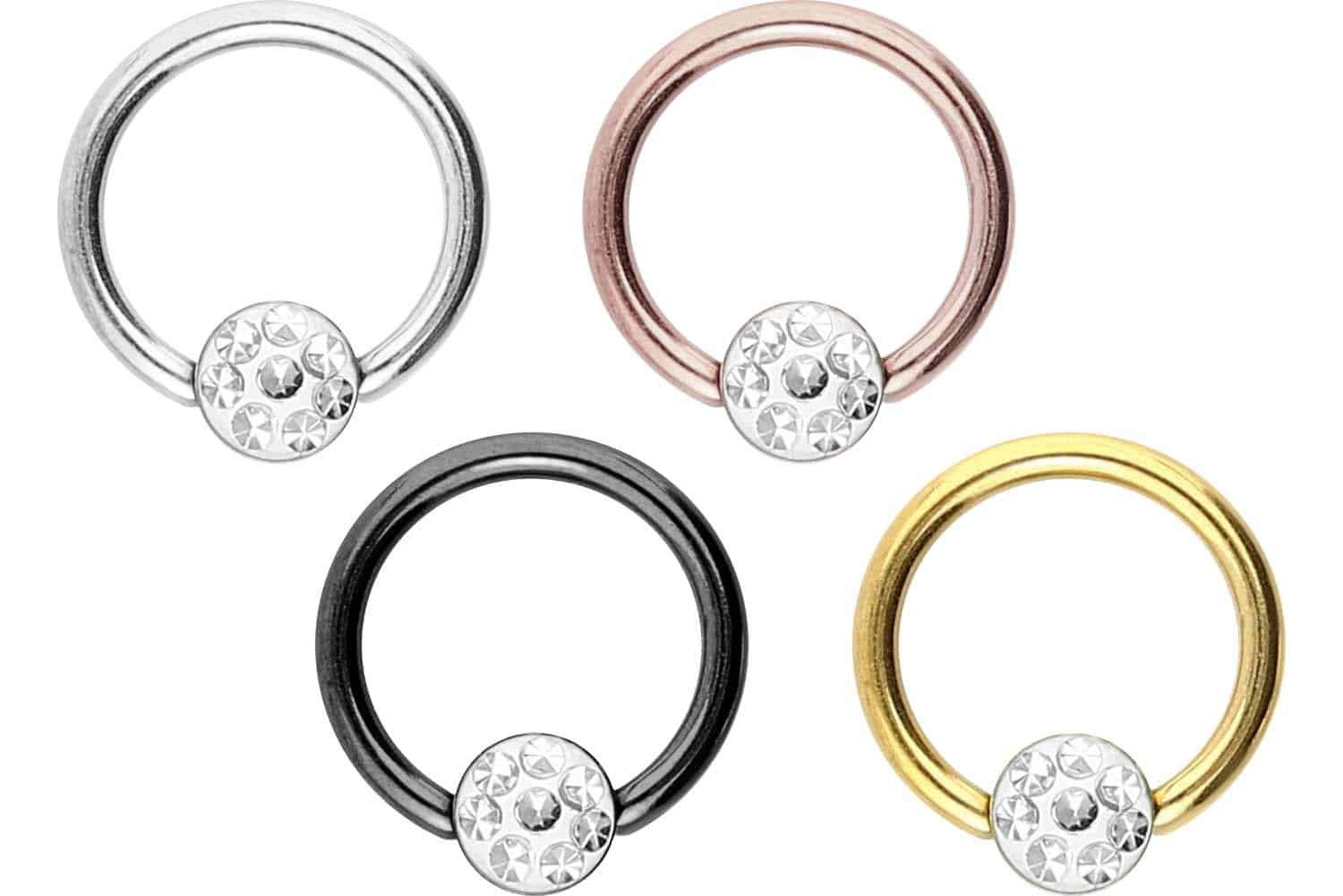 PIERCINGLINE Nasenpiercing Chirurgenstahl Klemmkugelring EPOXY-DISC (Klemm-Ringe, 1-tlg)