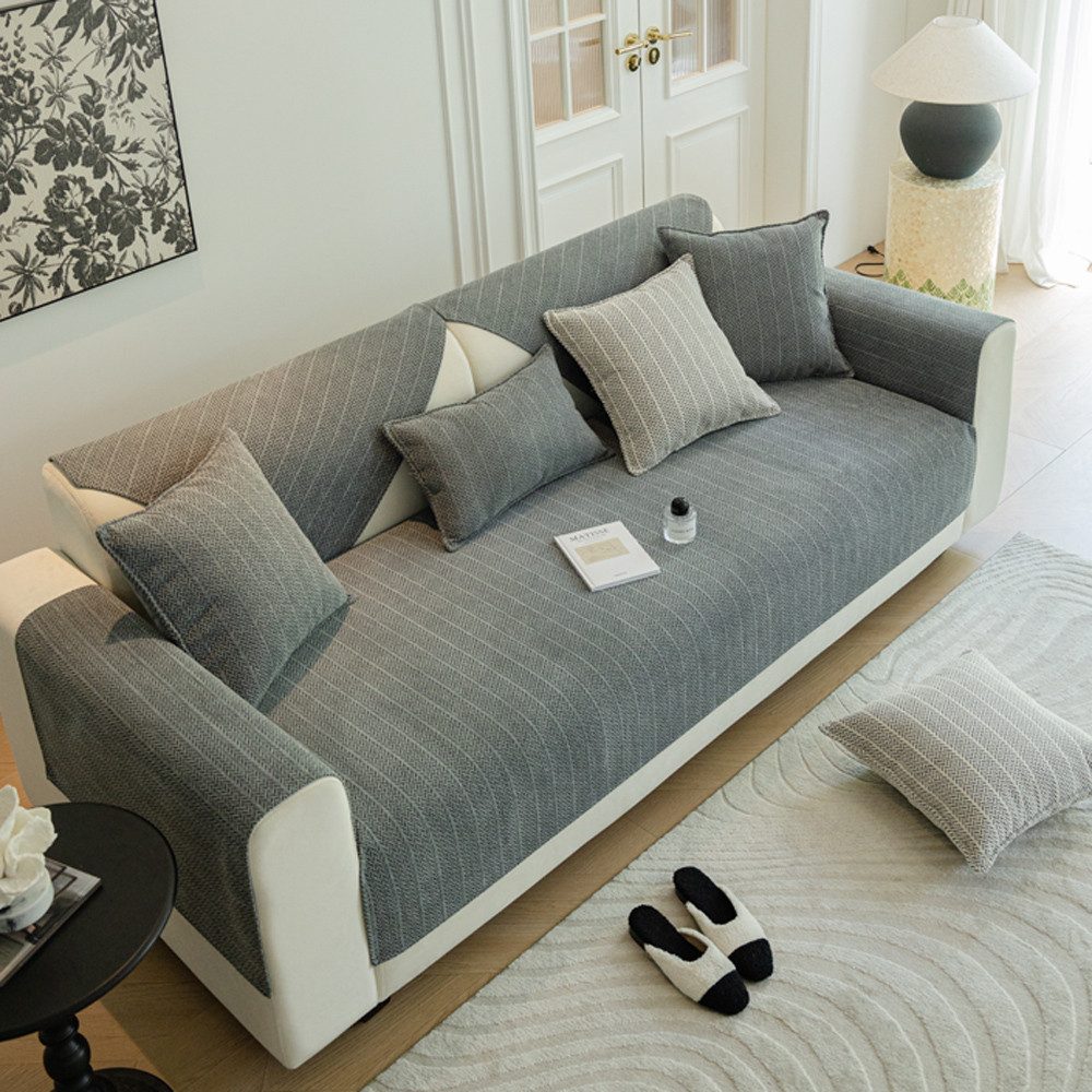 NUODWELL Sofabezug Chenille Sofabezug 1 2 3 4 Sitzer, rutschfest L Form Eck günstig online kaufen