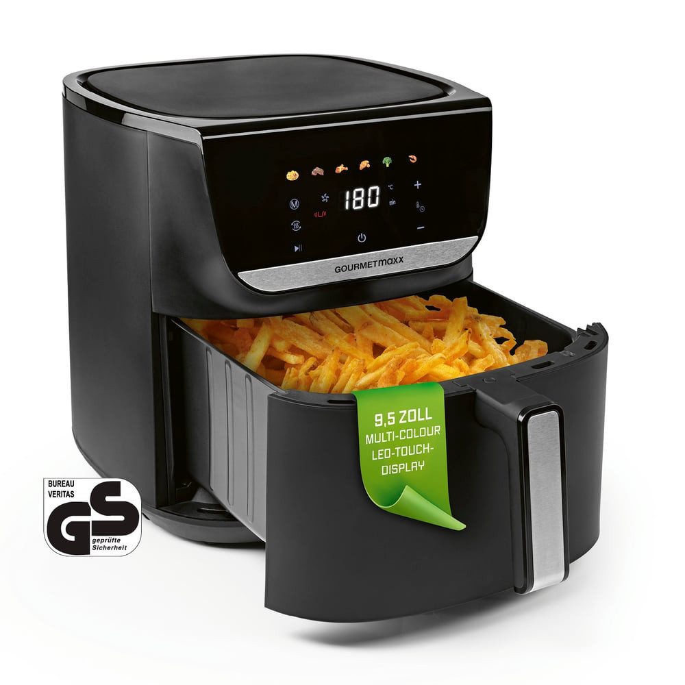 GOURMETmaxx Heißluftfritteuse 7,5l 1700 Watt mit LED-Touch-Display, 1700 W, Airfryer 7 Programme Pommes Steak Minibackofen frittieren ohne Fett