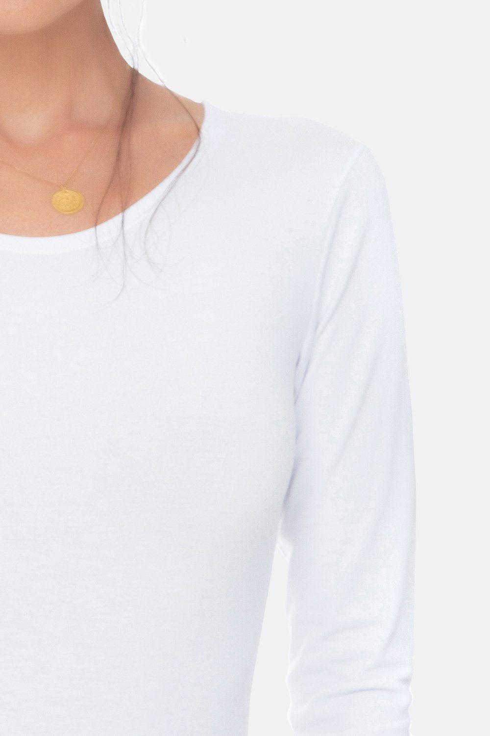 Evoni Body für Damen Langarm Blusenbody mit Rundhals