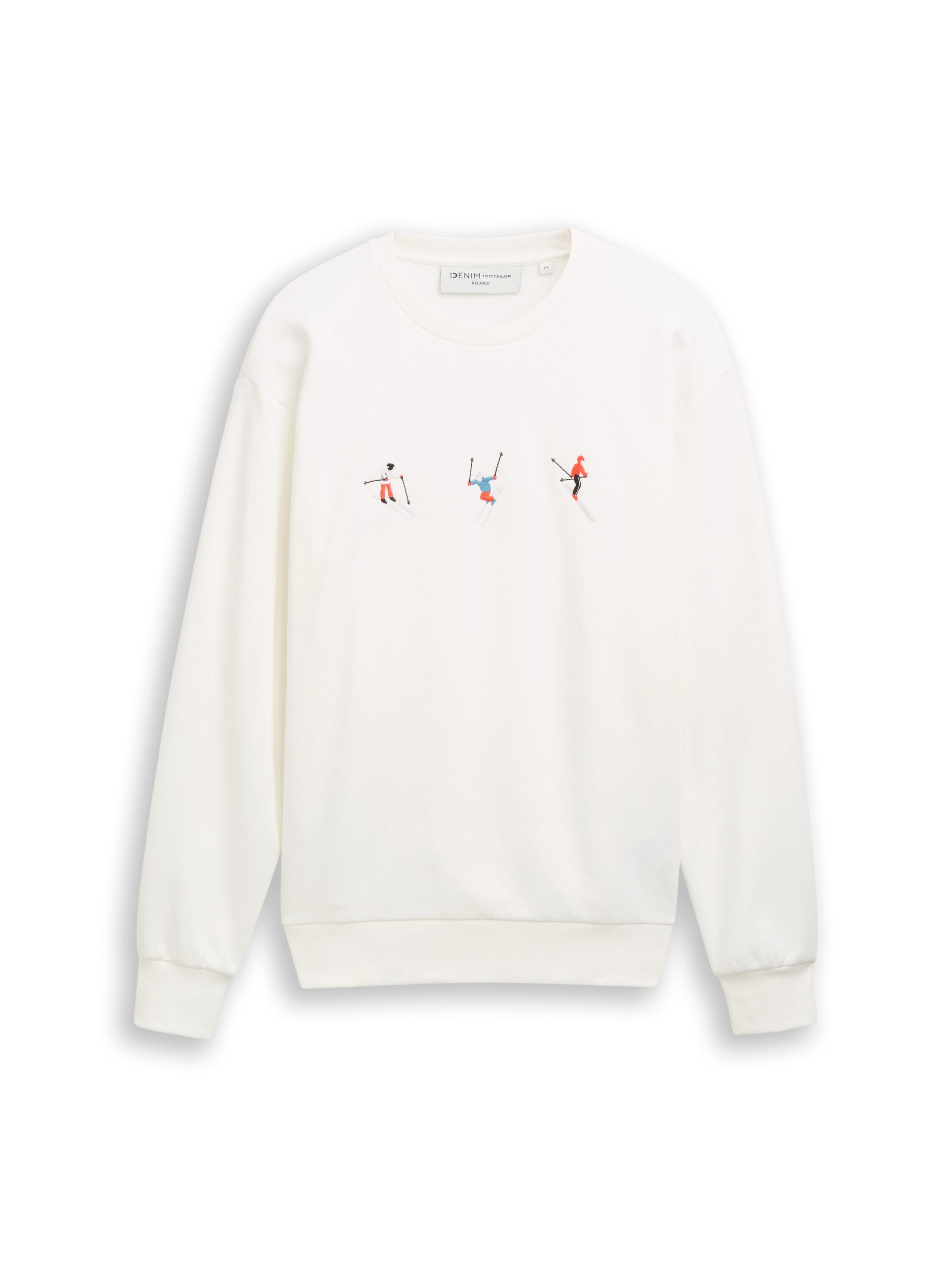 TOM TAILOR Denim Sweater mit Ski-Motiven bestickt