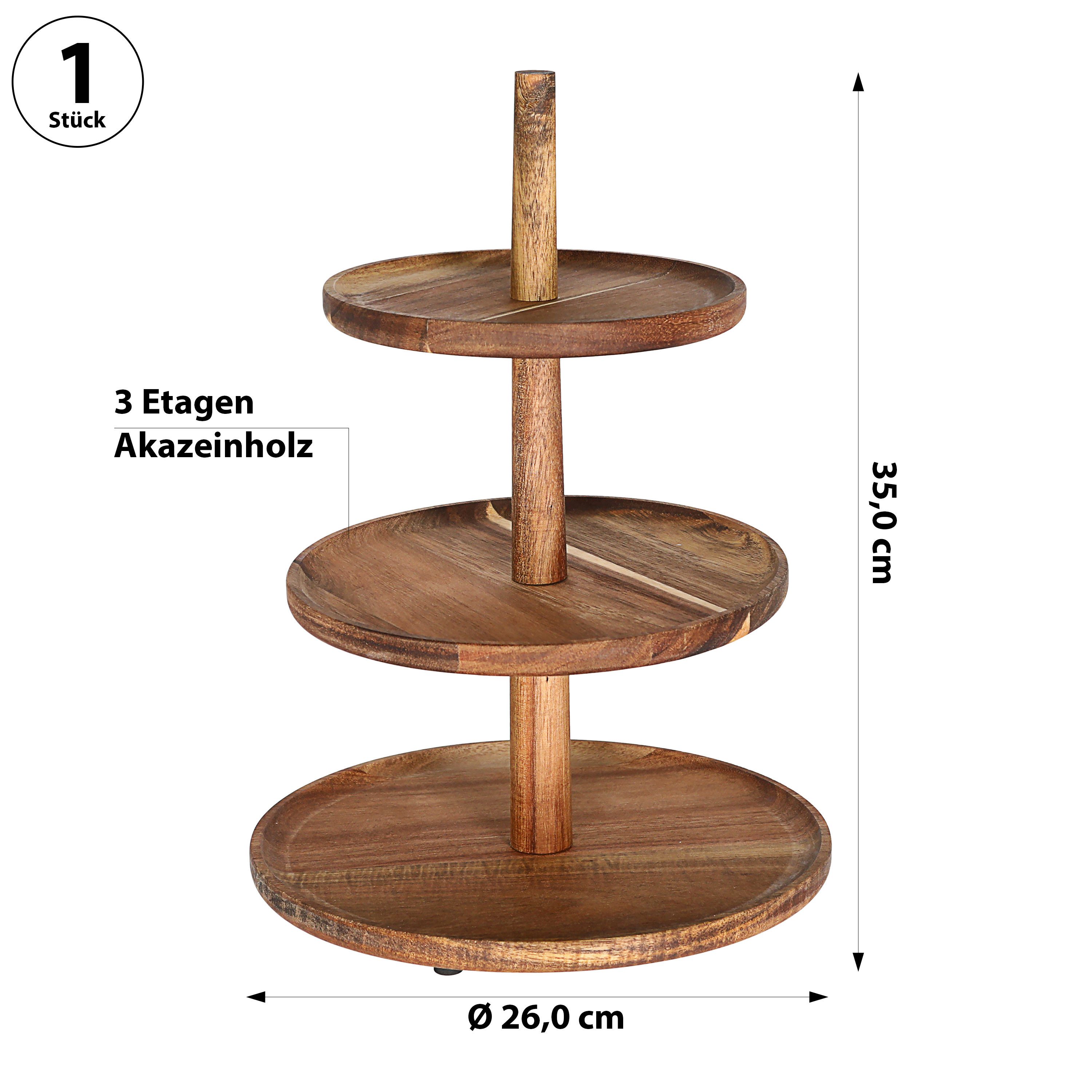 CEPEWA Dekoetagere Etagere Holz 3 Etagen 26x35cm Akazienholz braun Servierp günstig online kaufen