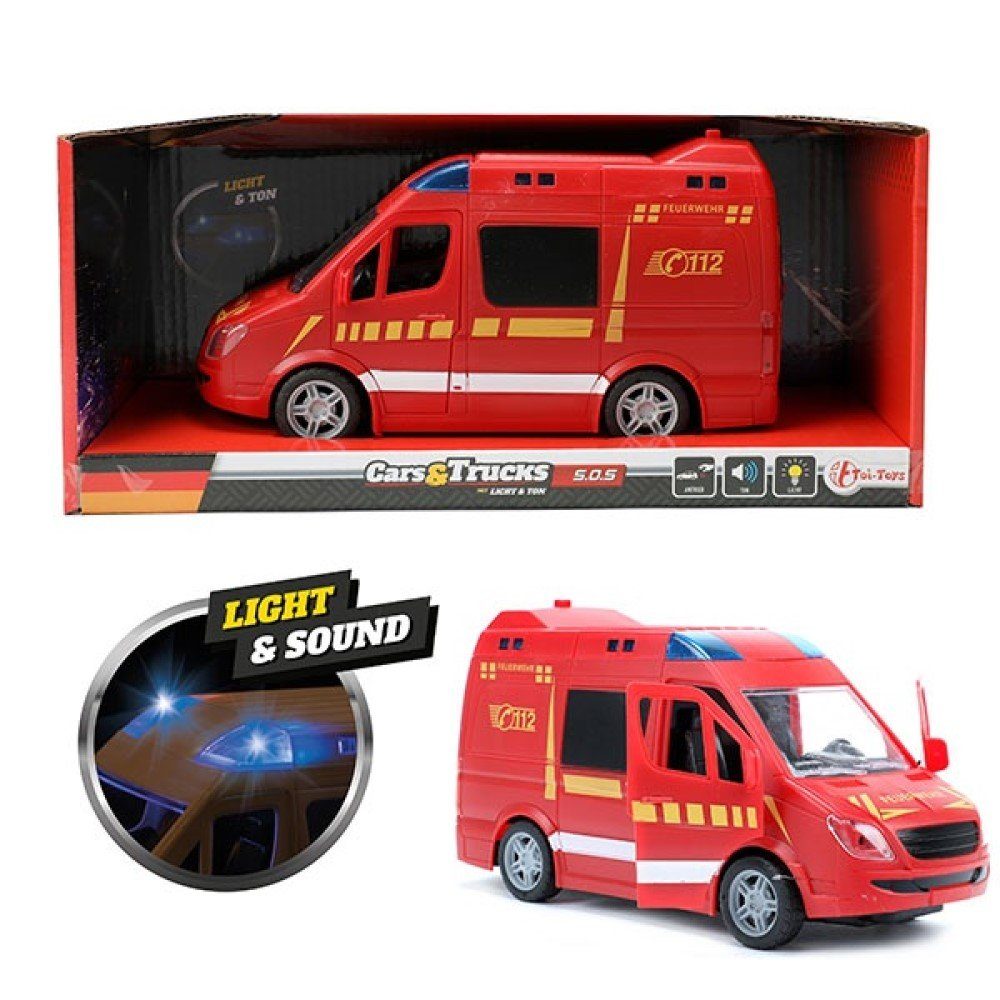 Toi-Toys Spielzeug-Krankenwagen Feuerwehr Auto mit Licht und Sound Feuerwehrwagen