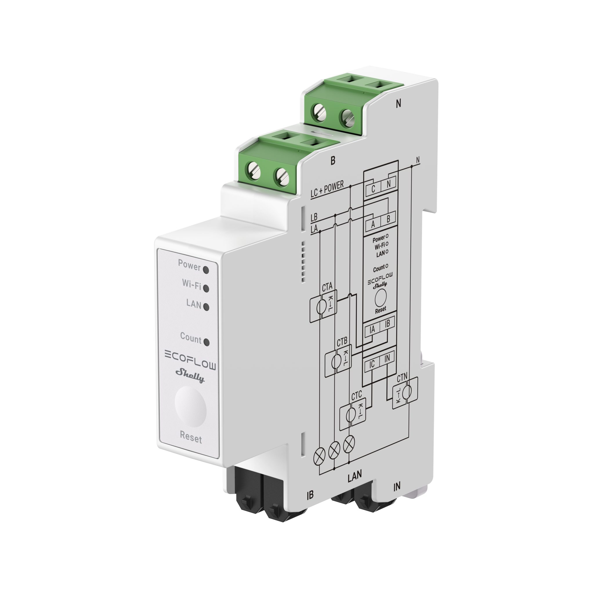 Ecoflow Balkonkraftwerk EcoFlow x Shelly Smart Meter für STREAM Ultra/Pro/AC Pro, (Stromzähler mit 3 CTs, Energiemessung, Echtzeit-Überwachung, LAN, WLAN, Bluetooth, RS485), kompatibel mit EcoFlow Energiesystemen