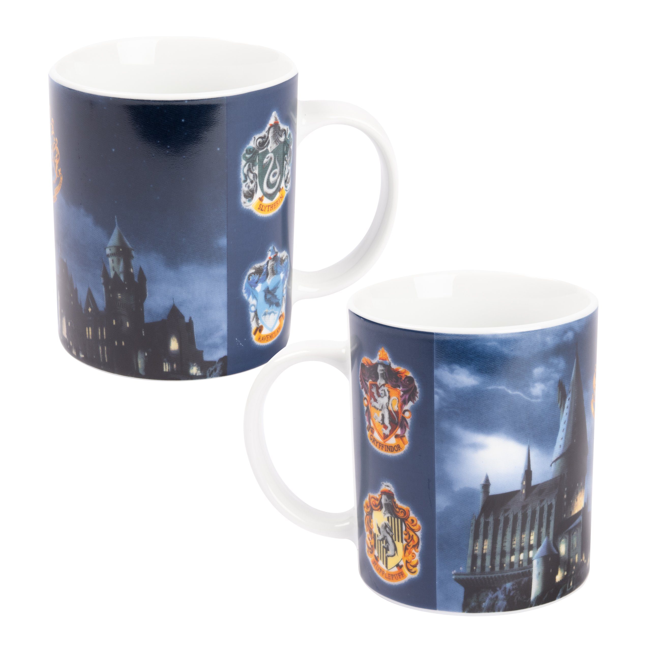 United Labels® Tasse Harry Potter Tasse - Hogwarts & Wappen aus Porzellan Blau 320 ml, Porzellan