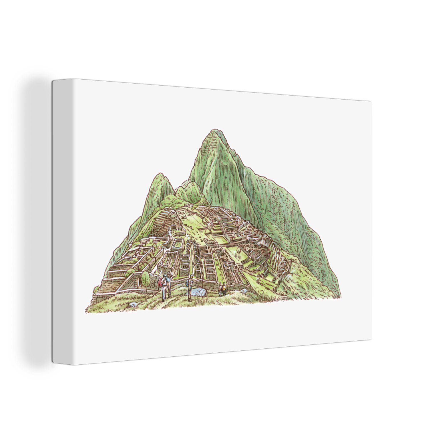 OneMillionCanvasses® Leinwandbild Illustration der Ansicht von Machu Picchu in Kolumbien, (1 St), Wandbild Leinwandbilder, Aufhängefertig, Wanddeko, 30x20 cm