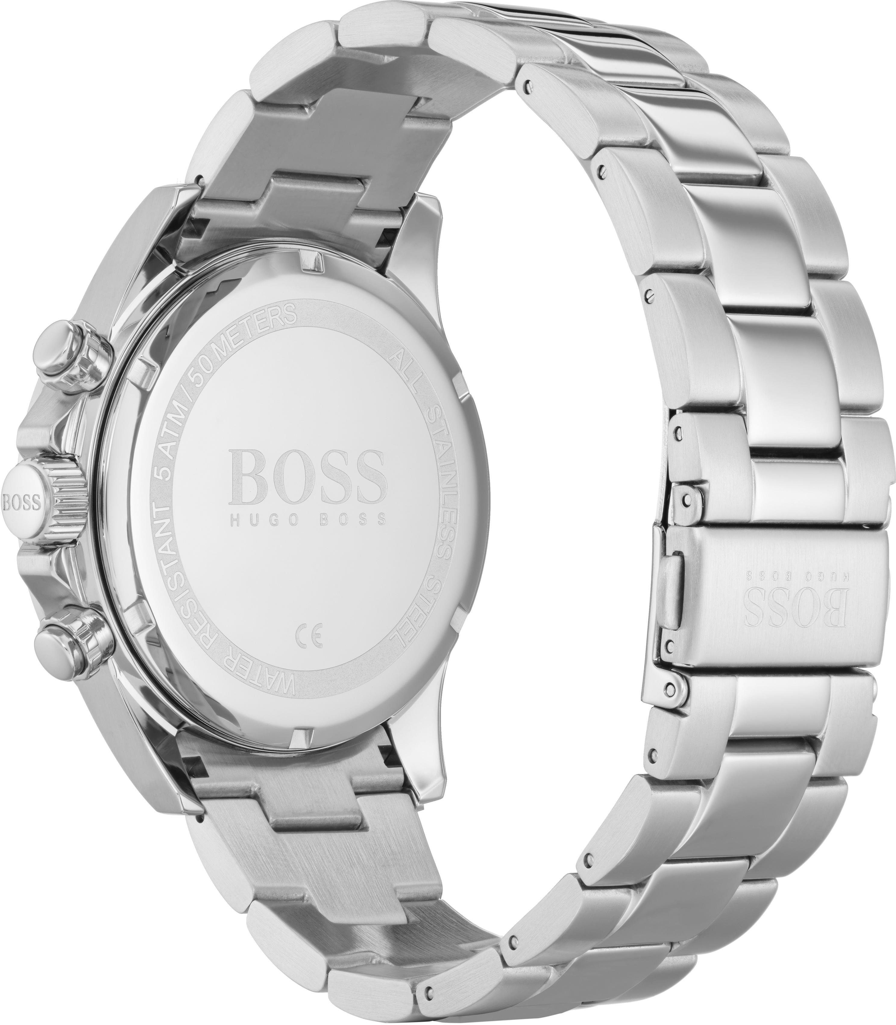 BOSS Chronograph HERO 1513755, Quarzuhr, Herrenuhr, Armbanduhr, Stoppfunktion, Edelstahlarmband