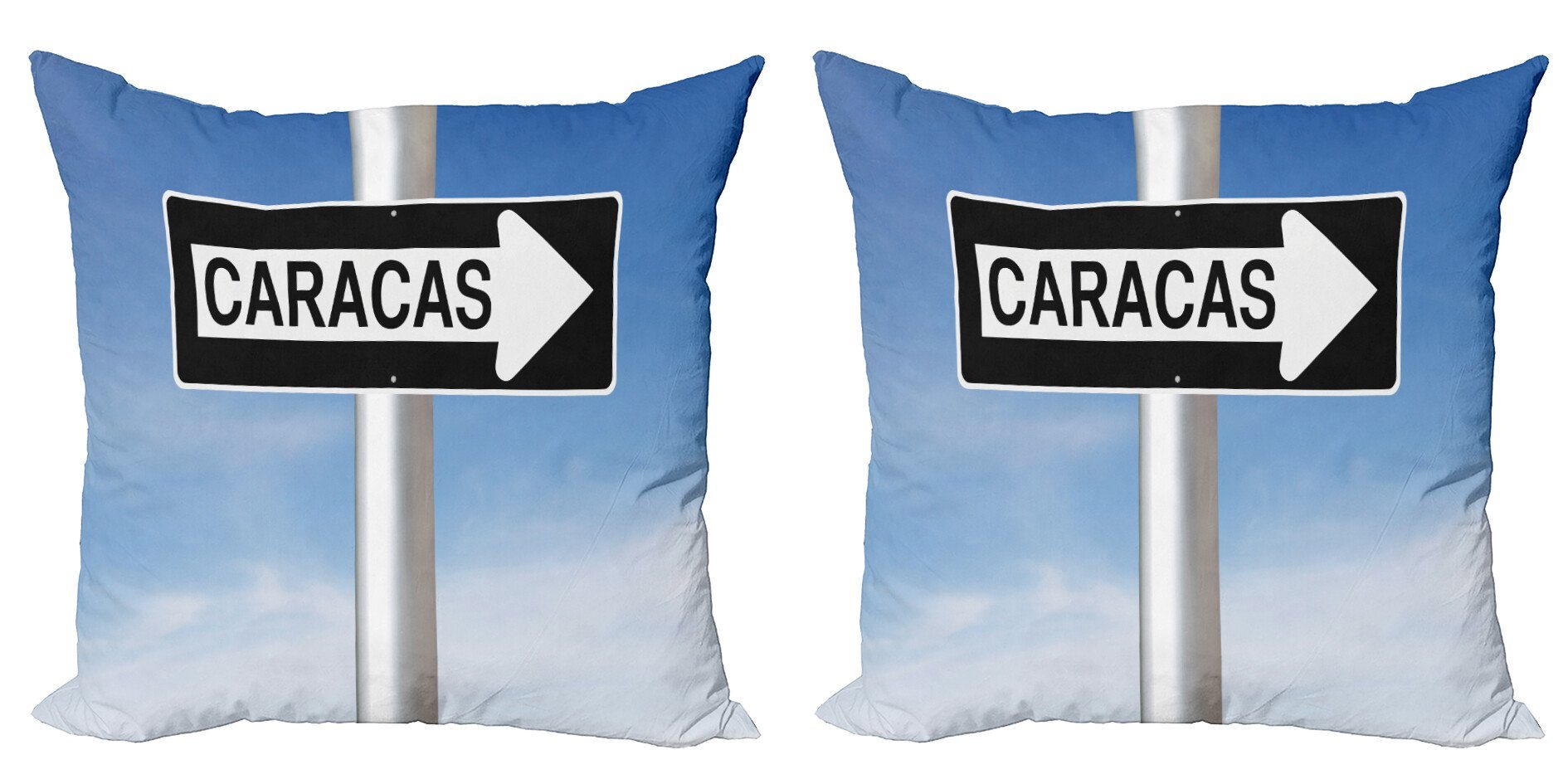 Kissenbezüge Modern Accent Doppelseitiger Digitaldruck, Abakuhaus (2 Stück), Venezuela Caracas Beschriftung Schild