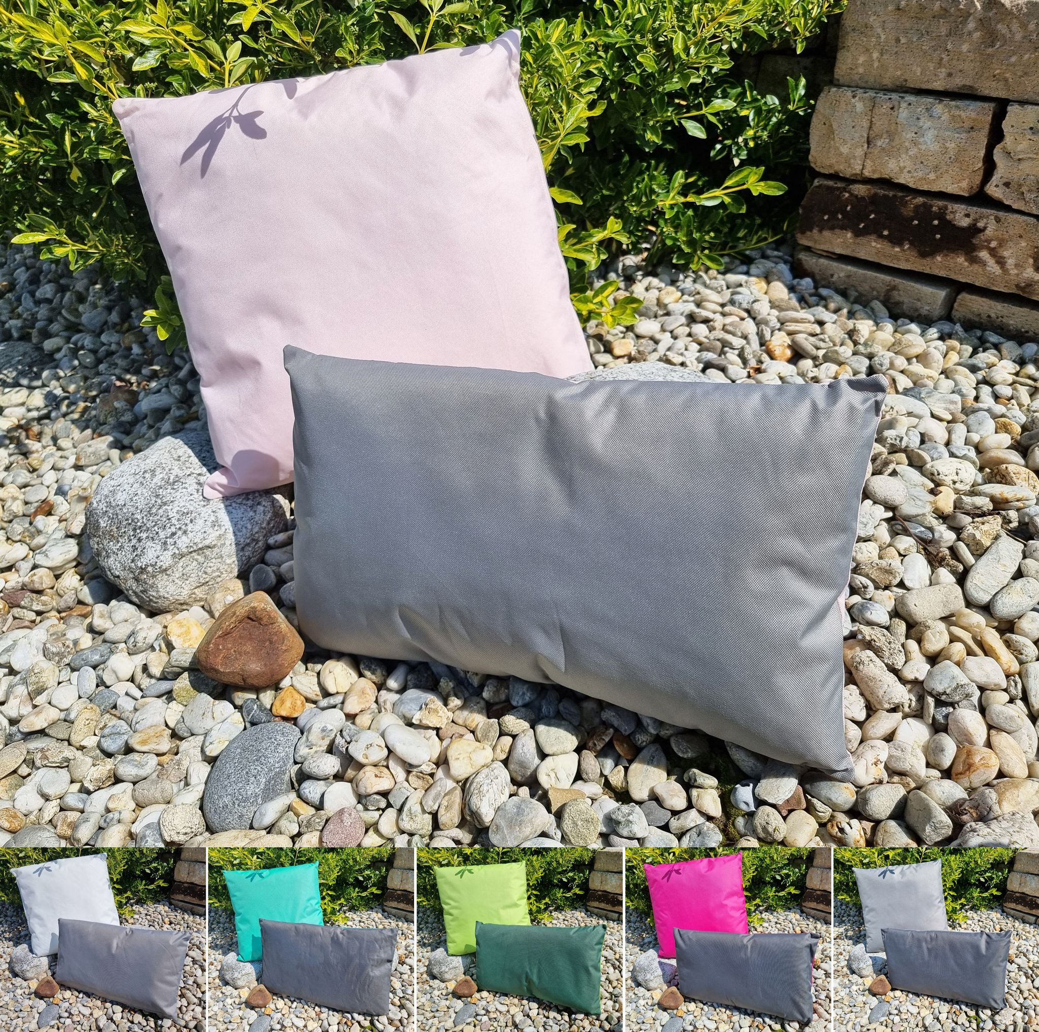 JACK Sitzkissen JACK 2er Set 2-farbiges Wende Outdoor Lounge Kissen 45x45cm + 30x50cm, inkl. Füllung, Robust, Strapazierfähig, Wasserfest, Innen & Außen