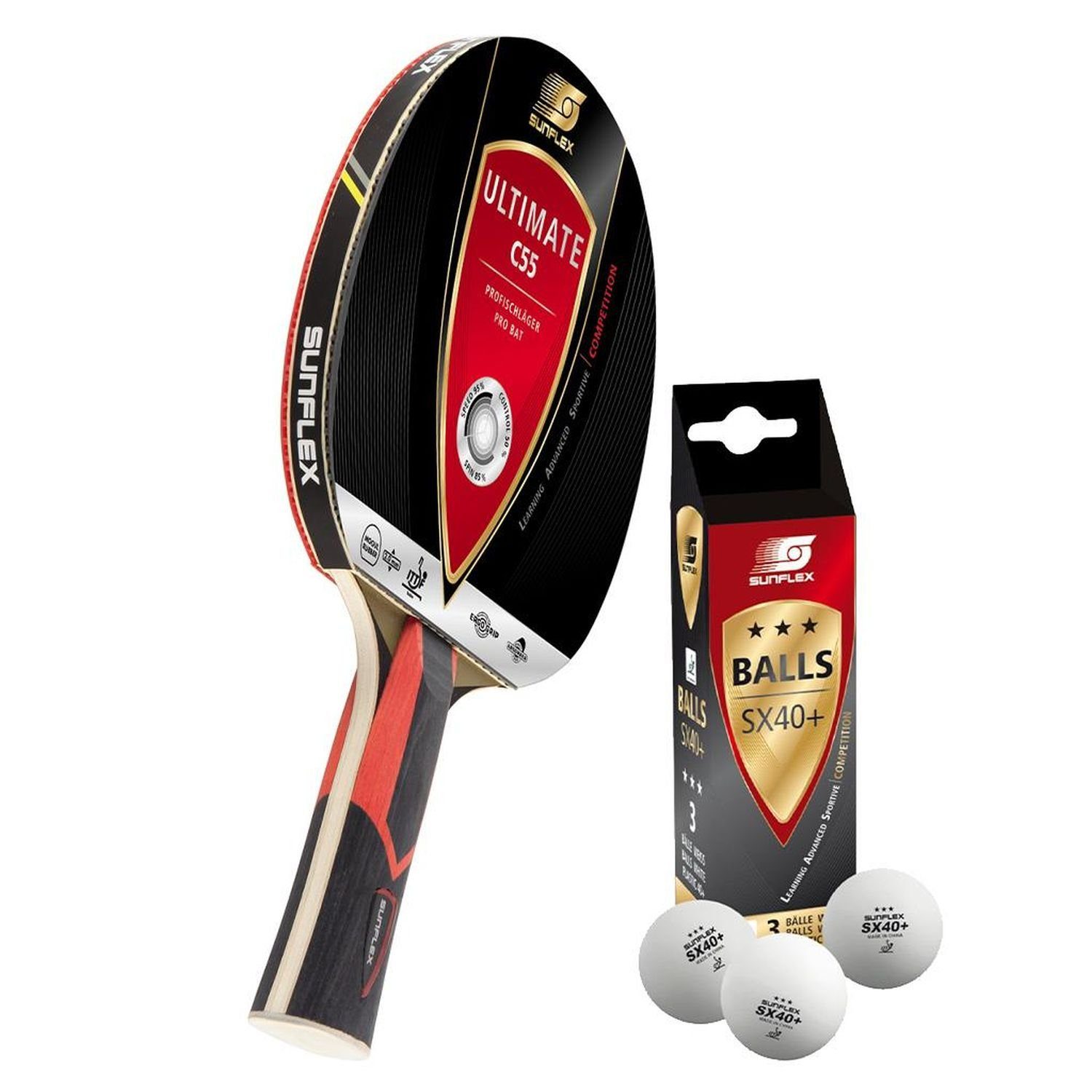Tischtennisschläger - Ultimate C55 + 3x SX+ Bälle