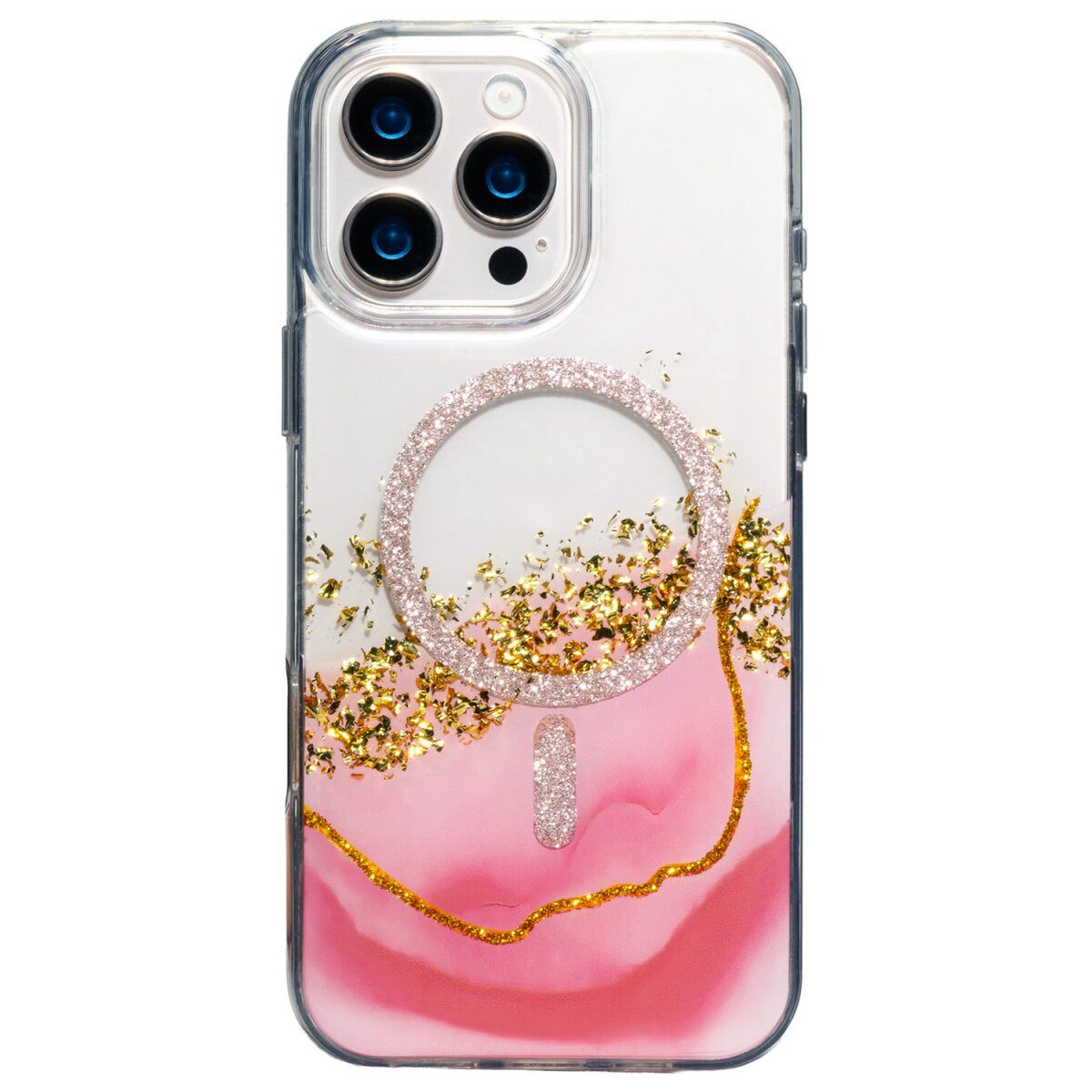 COFI 1453 Handyhülle Epoxy Mag kompatibel mit Apple iPhone 17 Pro Max Rosa mit Magnetring 6,9, Glänzende Epoxyschicht mit 3D Tiefeneffekt