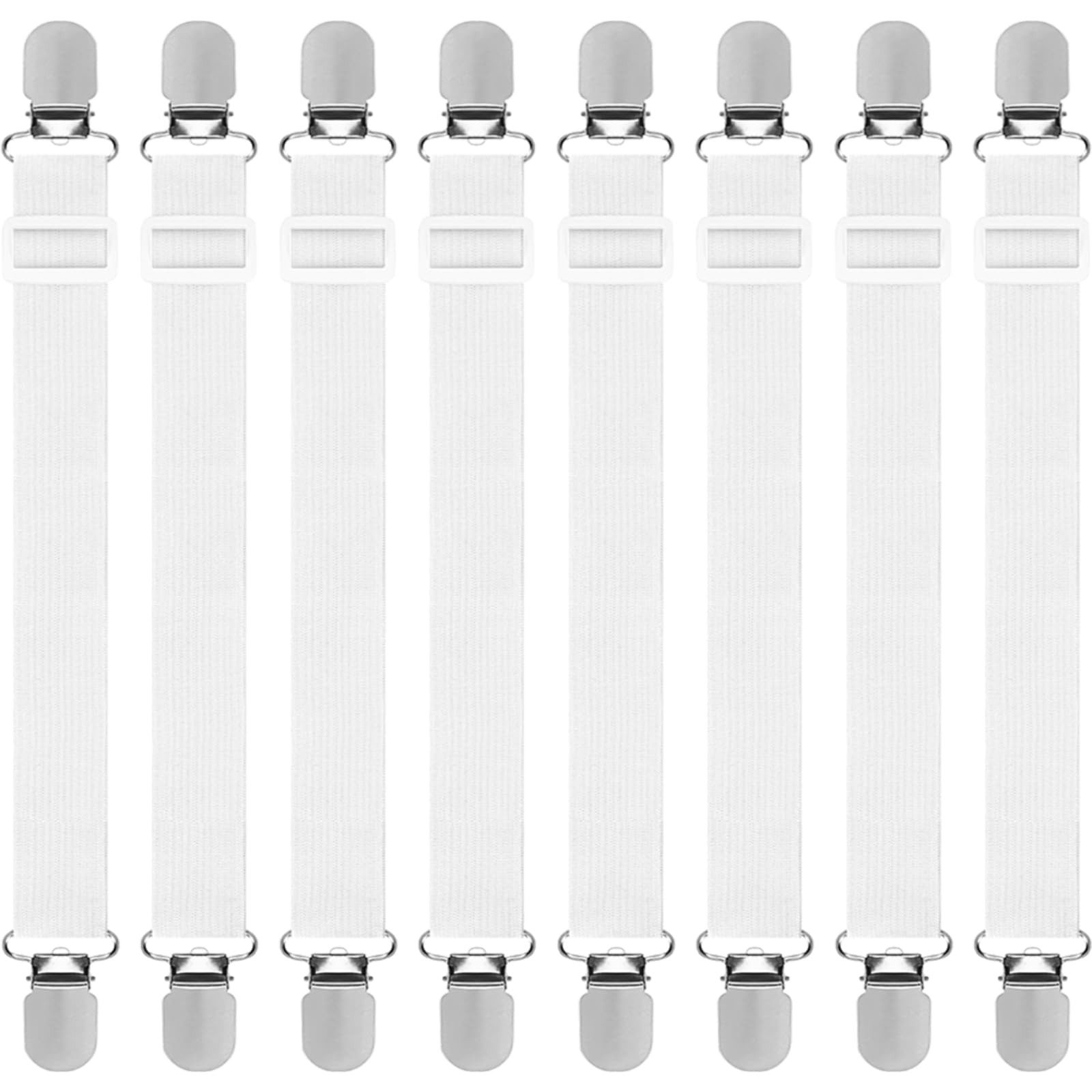 FOUORTUNATE-BEE Spannbettlaken Bettlakenspanner Verstellbar, Elastische Bettlakenspanner, (8 Stück), Lakenspanner mit Metallclips (30-130 cm) für Bettlaken, Matratze, Sofa