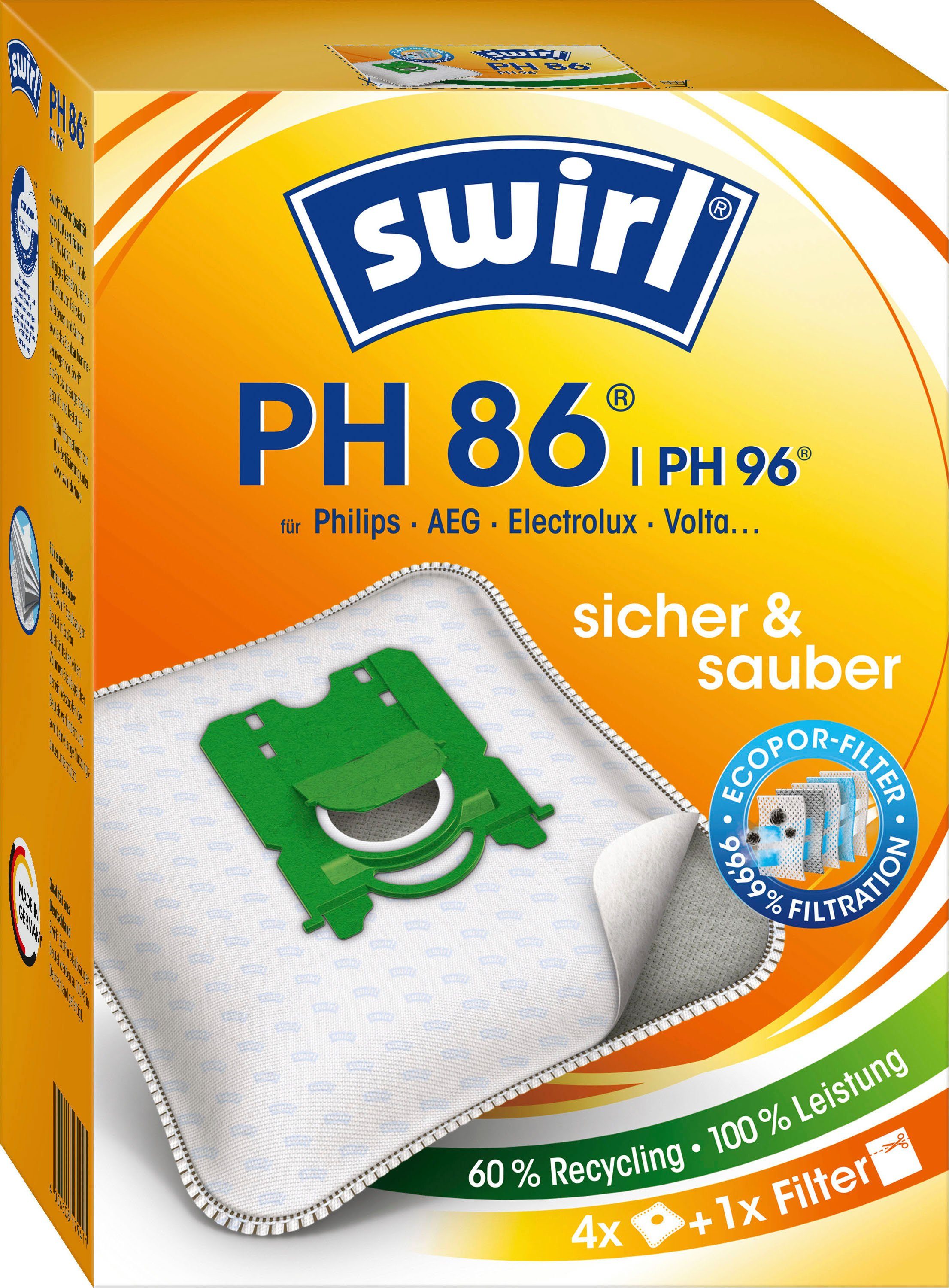 Swirl Staubsaugerbeutel Swirl® PH 86/96 Pack 4er- Philips, Staubsaugerbeutel für