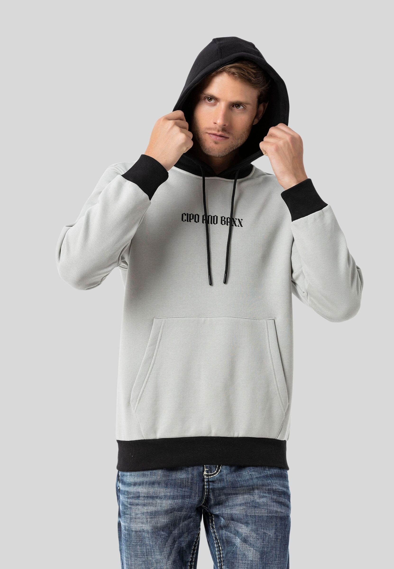 Cipo & Baxx Kapuzenpullover Sweatshirts (1-tlg) im Kontrast-Look