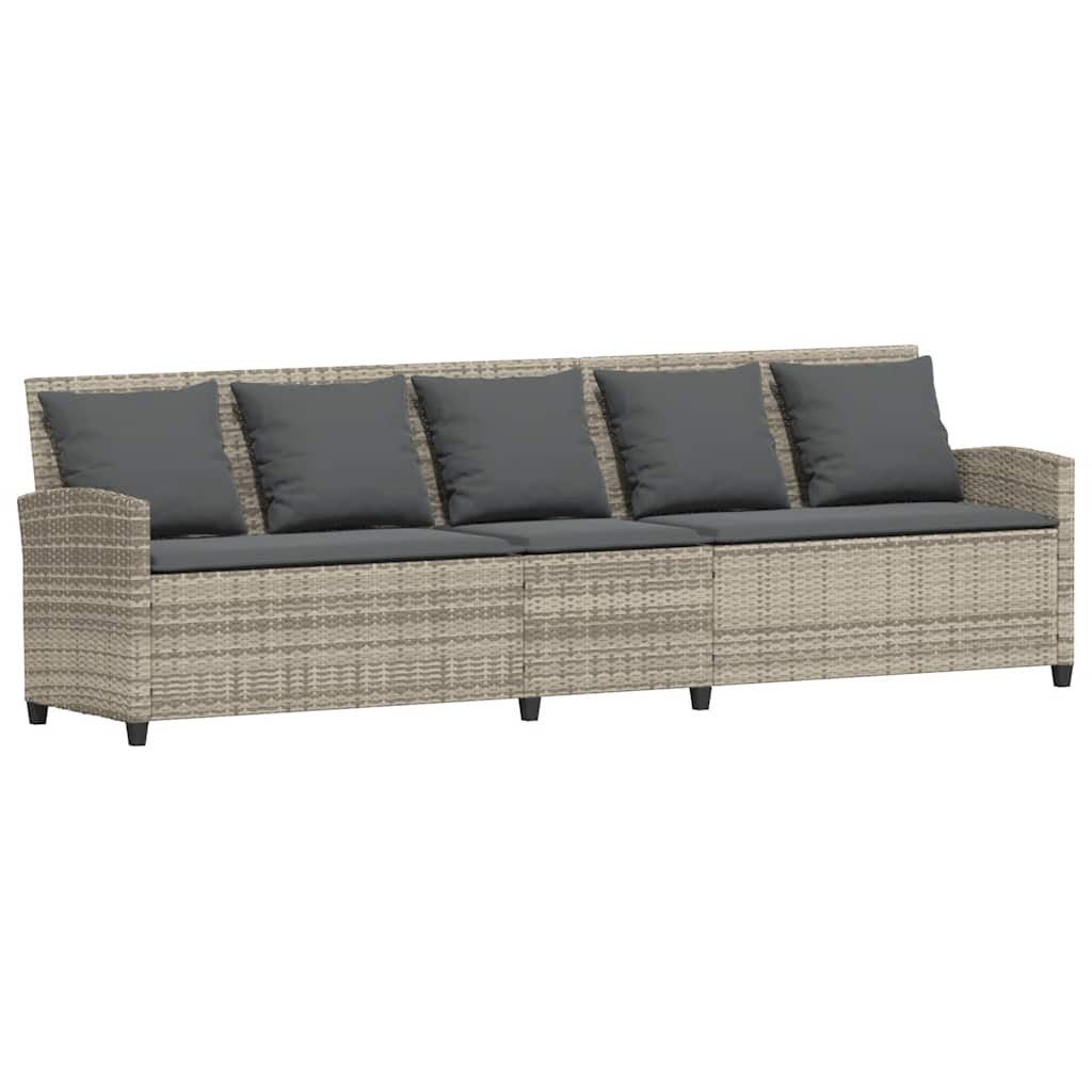 vidaXL Gartenlounge-Set Gartensofa 5-Sitzer mit Kissen Hellgrau Poly Rattan, (1-tlg)