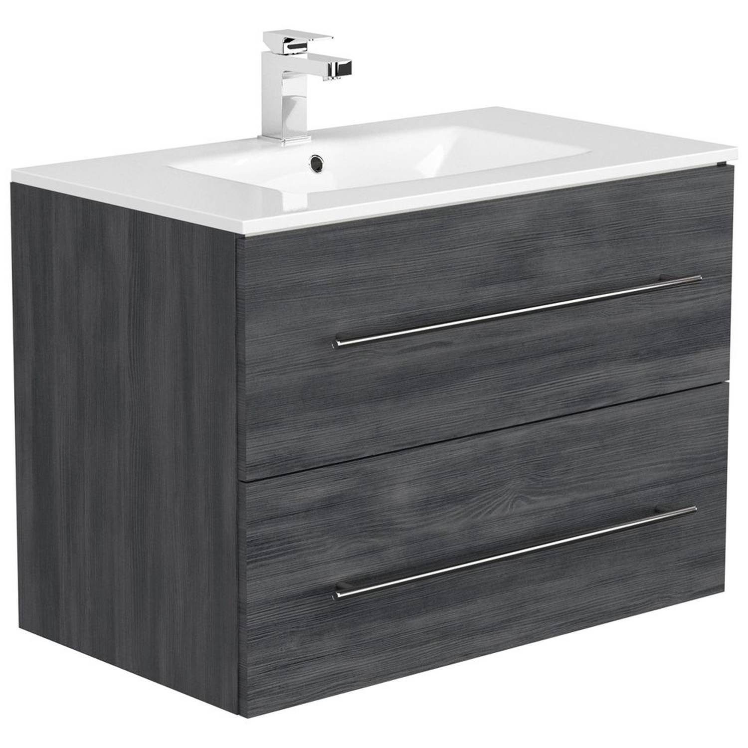 Lomadox Waschtisch »ABUJA-02«, in Graphit Optik mit 80cm Keramik