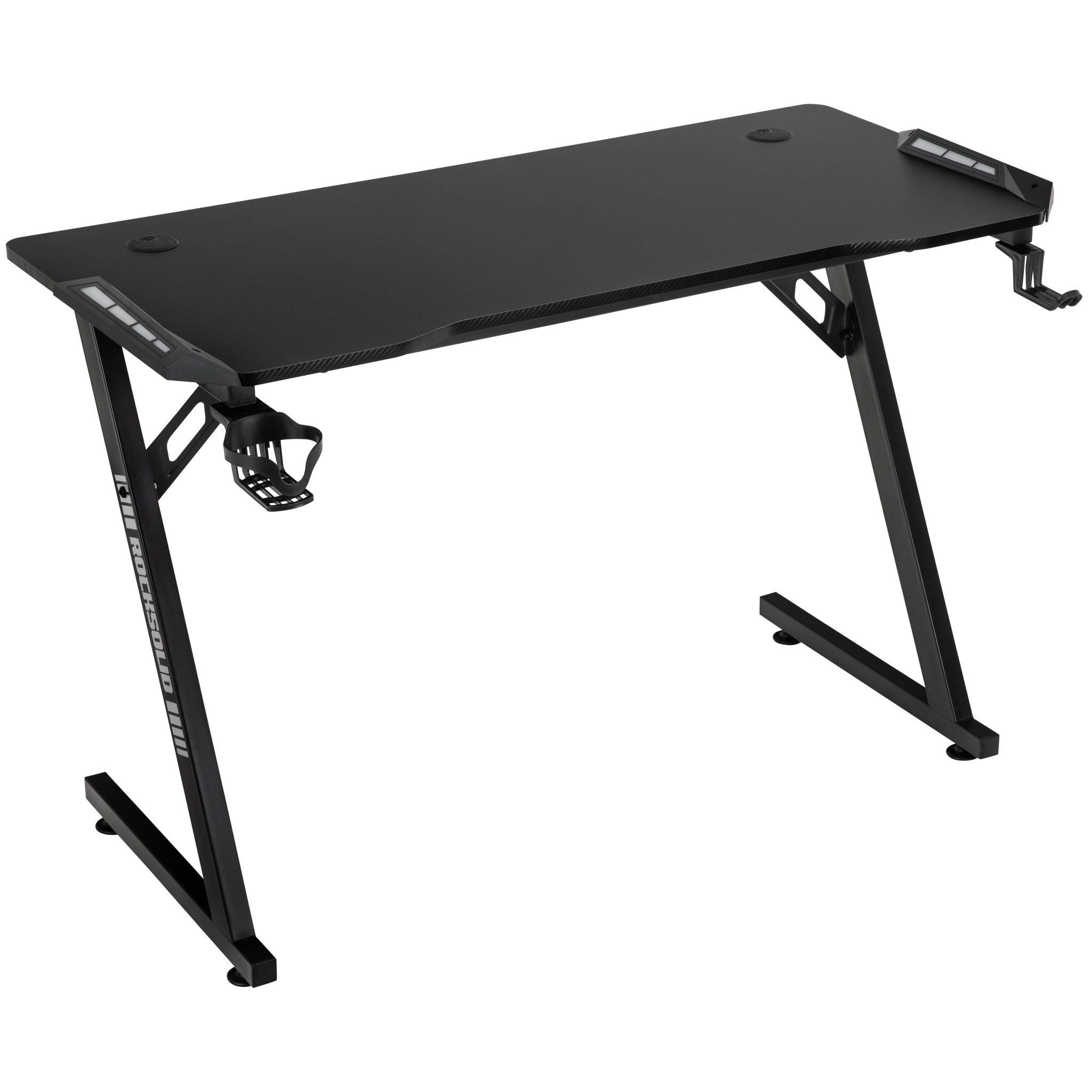 ELITE Gaming Gamingtisch ROCKSOLID Fusion, Schreibtisch mit RGB-Beleuchtung, Carbon (Gamingtisch mit Beleuchtung, Gamingtisch, Schreibtisch, Zockertisch, Tisch zumZocken, Computertisch), Gamingtisch mit Beleuchtung, Zockertisch