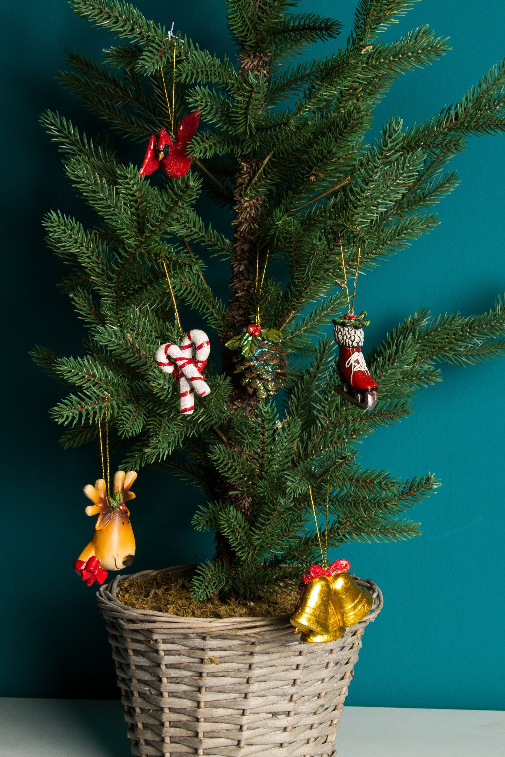 Tierfiguren und Wohnando mit 6er versch. Weihnachtshänger Weihnachtsmotiven Christbaumschmuck Set