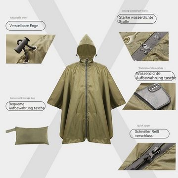 AUKUU Regenmantel Regenponcho Regenponcho Regenmantel mit Reißverschluss leichter und atmungsaktiver Outdoor Multifunktionsponcho