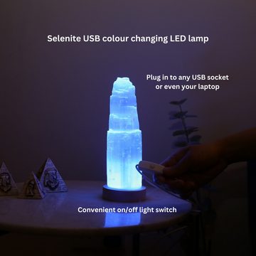 Heimtex Salzkristall-Tischlampe Morokkanische Selenit-USB-Kristalllampe mit LED - Deko