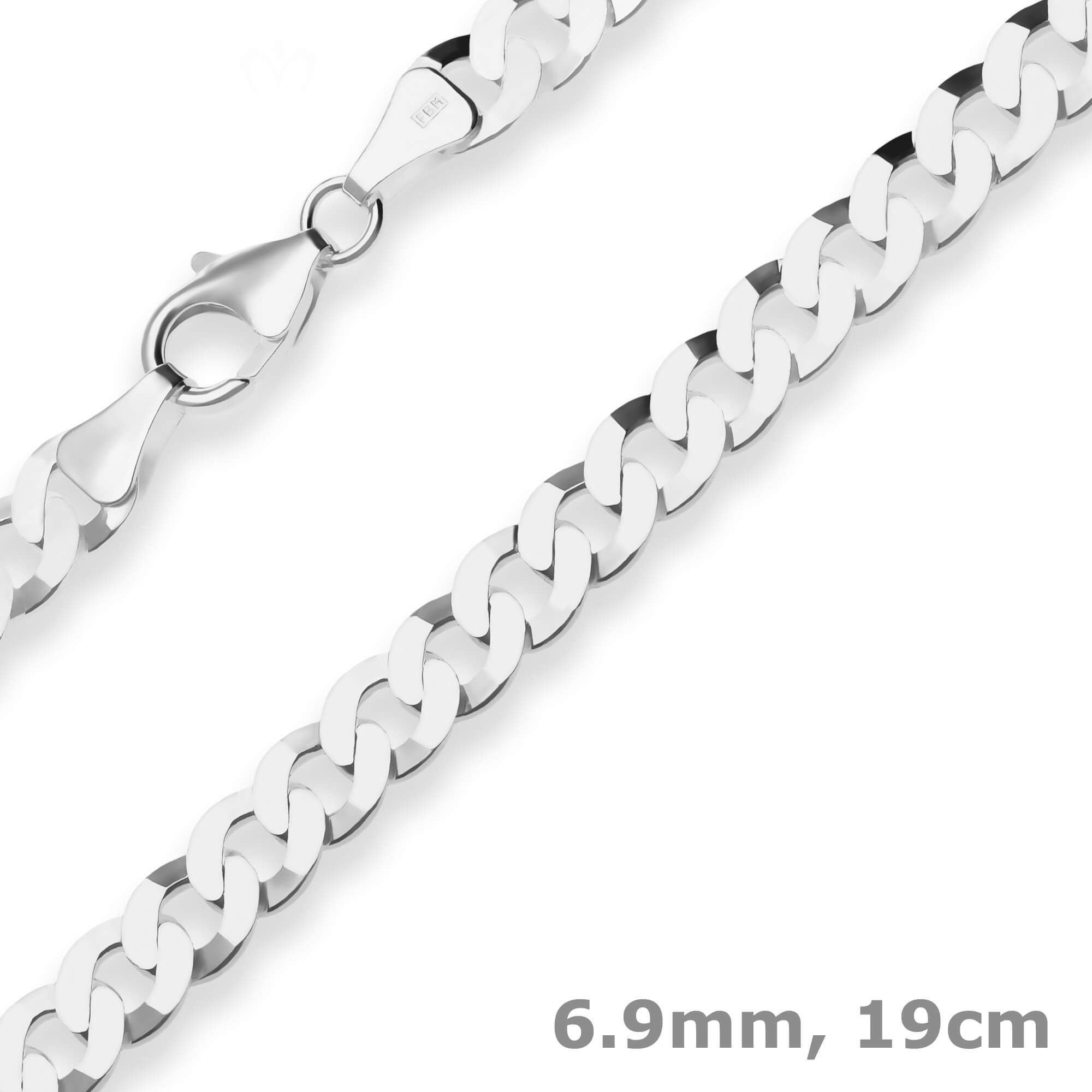 Schmuck Krone Panzerarmband 6,9mm Armband Panzerkette aus 925 Silber 19cm, Silber 925