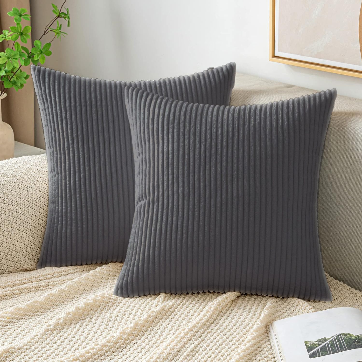 MODFU Kissenbezüge 2er Set Weich Kordsamt Zierkissenbezug Dekokissen Modern günstig online kaufen