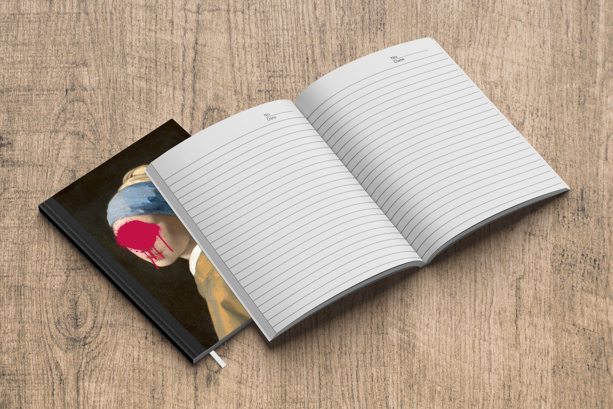 Seiten, Haushaltsbuch Notizbuch MuchoWow Journal, dem Rosa, 98 mit Tagebuch, Johannes Merkzettel, Vermeer - A5, Notizheft, Das - Perlenohrring Mädchen