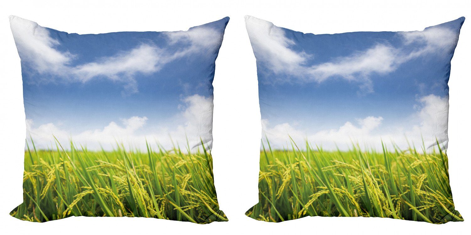 Kissenbezüge Modern Accent Doppelseitiger Digitaldruck, Abakuhaus (2 Stück), Pflanze Paddy-Reis-Feld