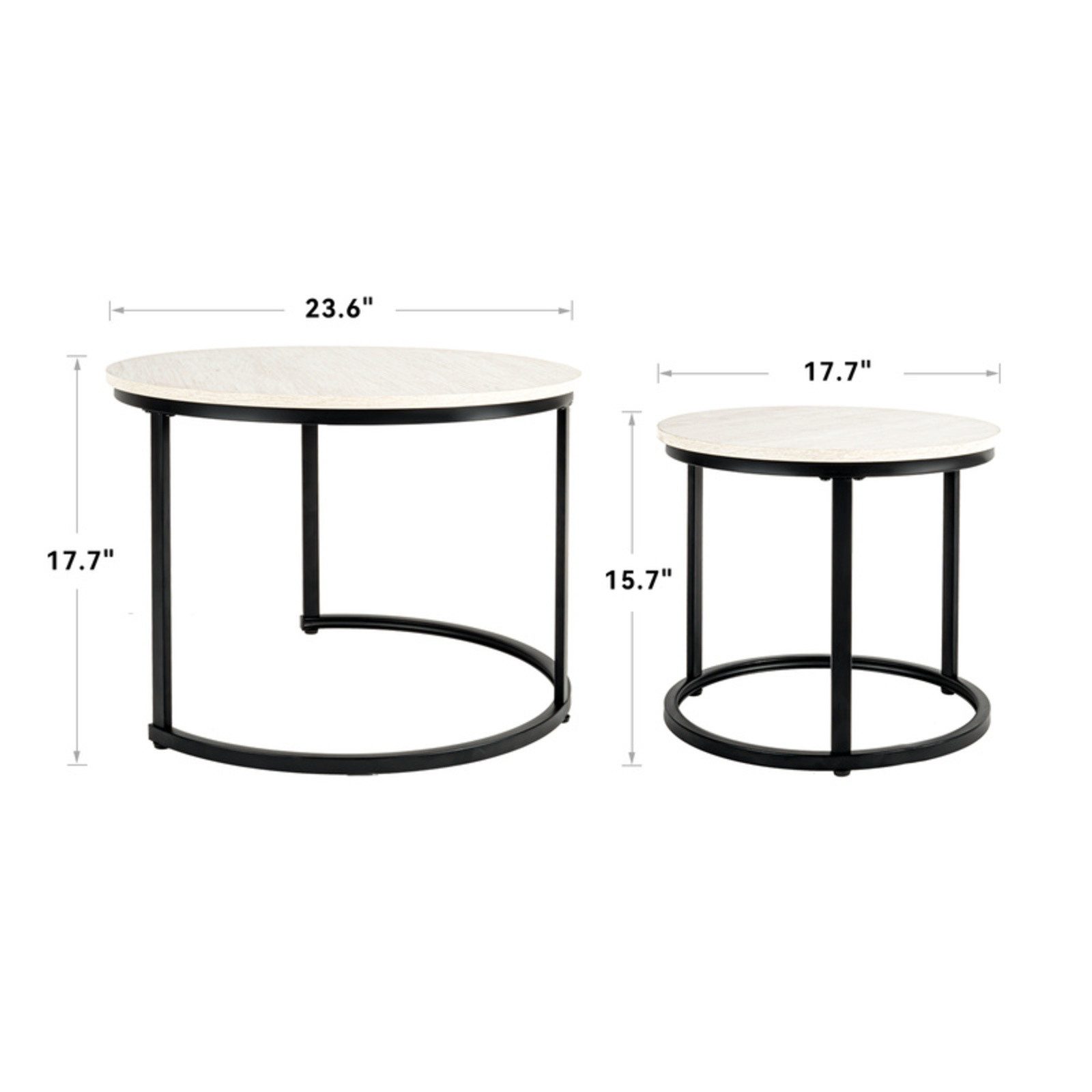 HawthyHome Couchtisch 2er-Set runde Beistelltische aus günstig online kaufen