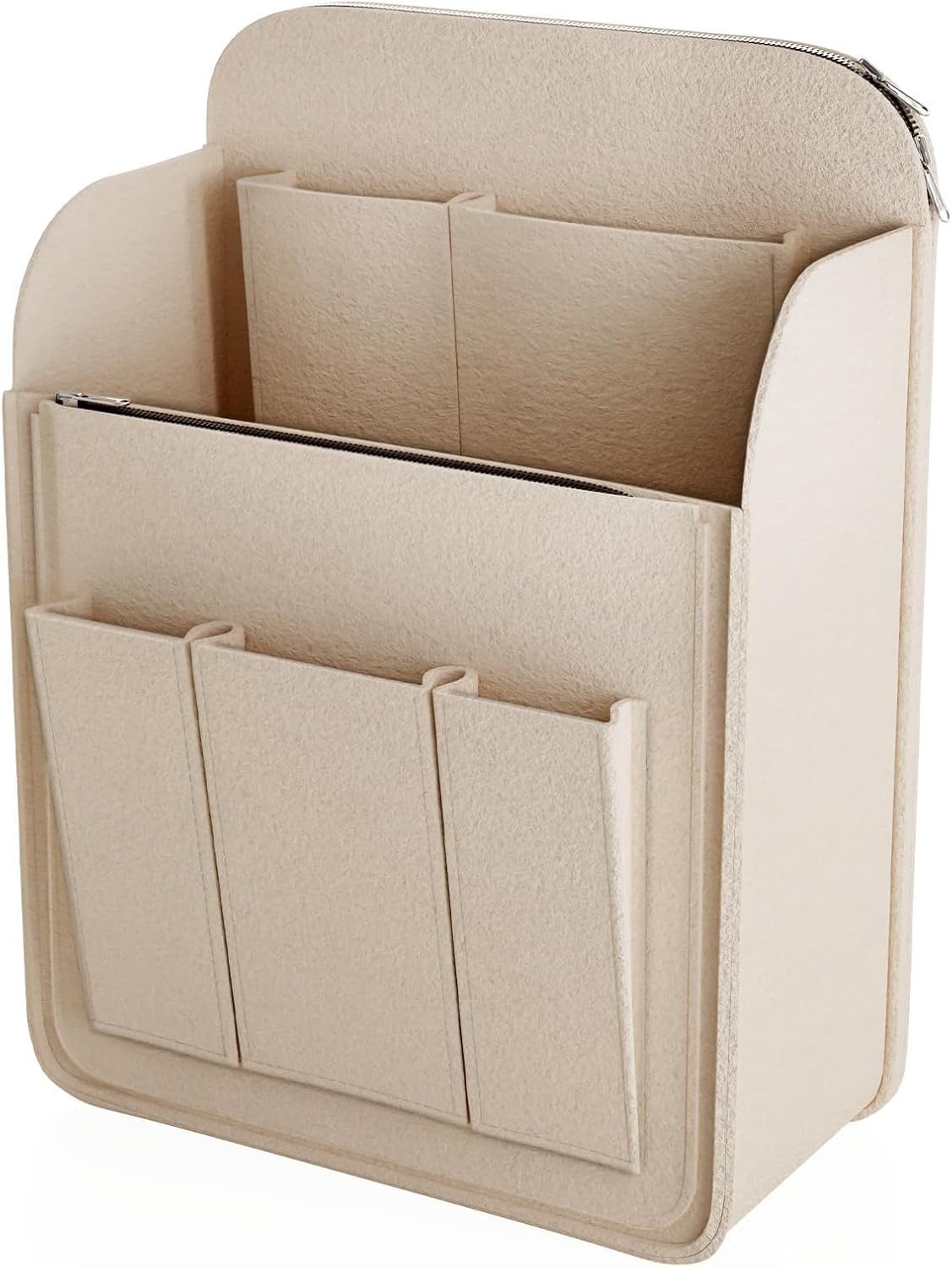 FELIXLEO Taschenorganizer Filz Rucksack Organizer Reißverschluss Beige Klein