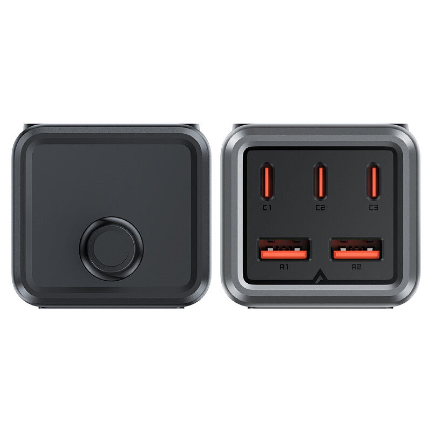 Acefast Steckdose Z2 GaN 75W PD-Tischladegerät 3x USB-C 2x USB-A - Schwarz und Grau