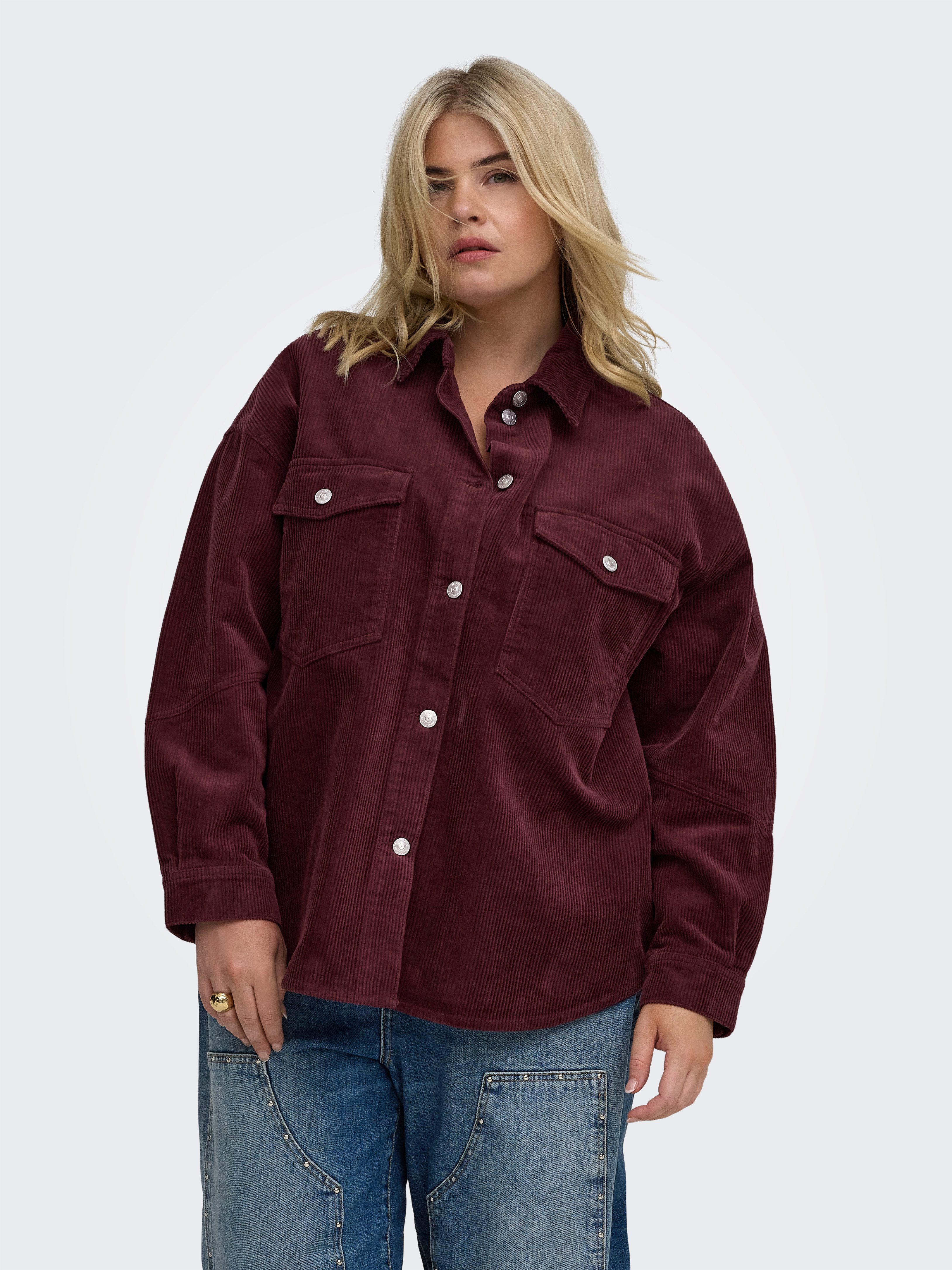 ONLY CARMAKOMA Langarmbluse CARTIGGY L/S CORD SHACKET PNT NOOS Baumwolle, Cord