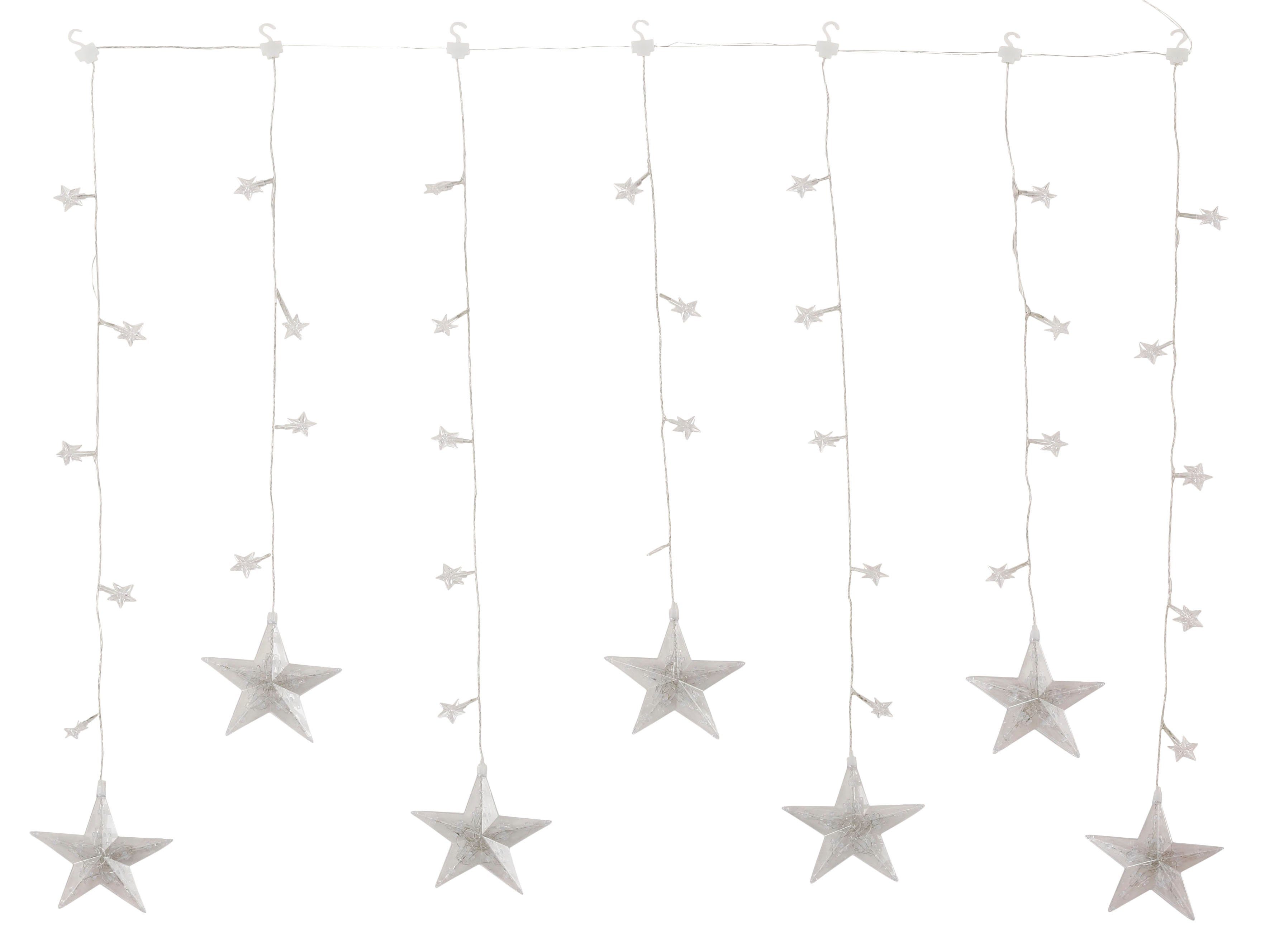 Weihnachtsdeko 7 mit aussen, LED-Lichtervorhang Sterne, BONETTI Strängen