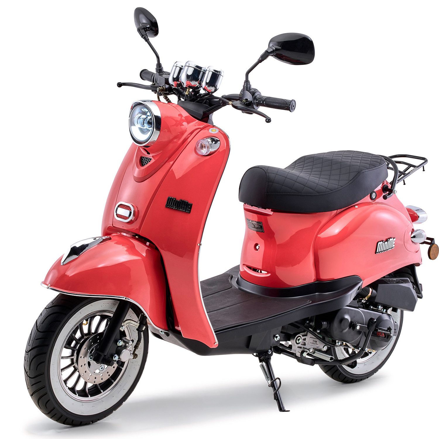 Burnout Motorroller MiniMe 2.0 Rot, 50 ccm, 45 km/h, Euro 5, Unverwechselbares Retro-Design