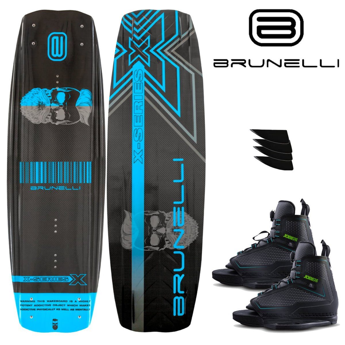 Brunelli SUP-Board BRUNELLI CARBON Wakeboard SET 138 cm mit JOBE MAZE Wakeboardbindung