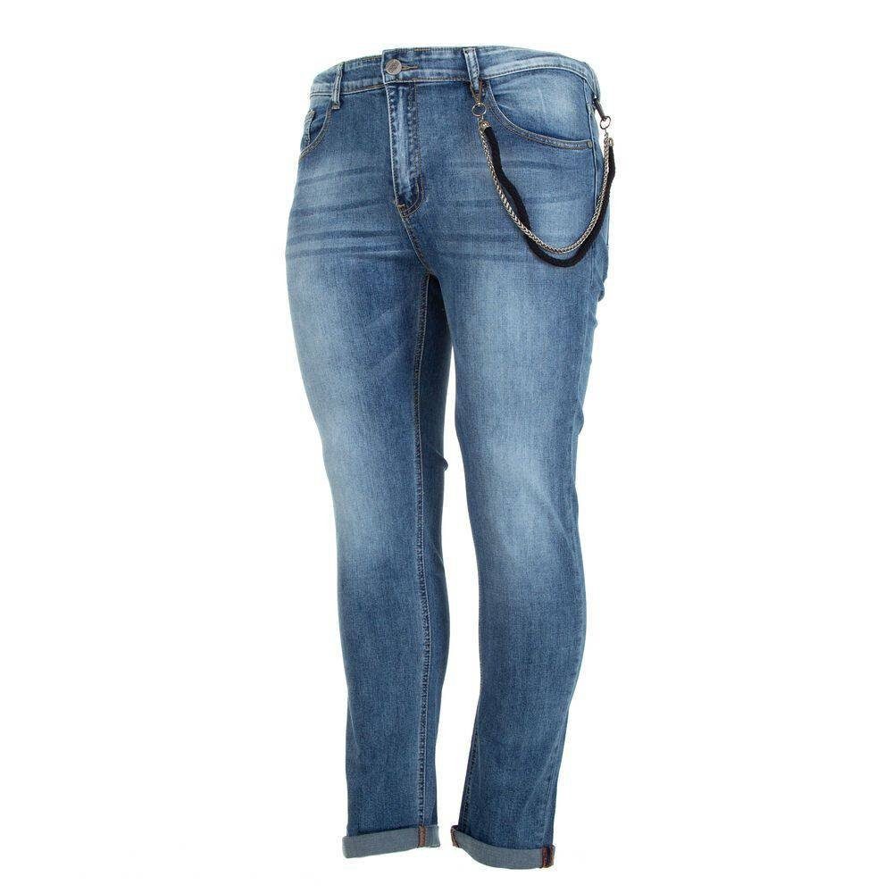 Ital-Design Stretch-Jeans Herren Jeansstoff Freizeit Jeans Blau in Stretch