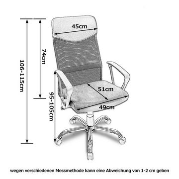 Flieks Bürostuhl (Ergonomischer Design mit Kopfstütze), Höhenverstellbarer Drehstuhl Schreibtischstuhl
