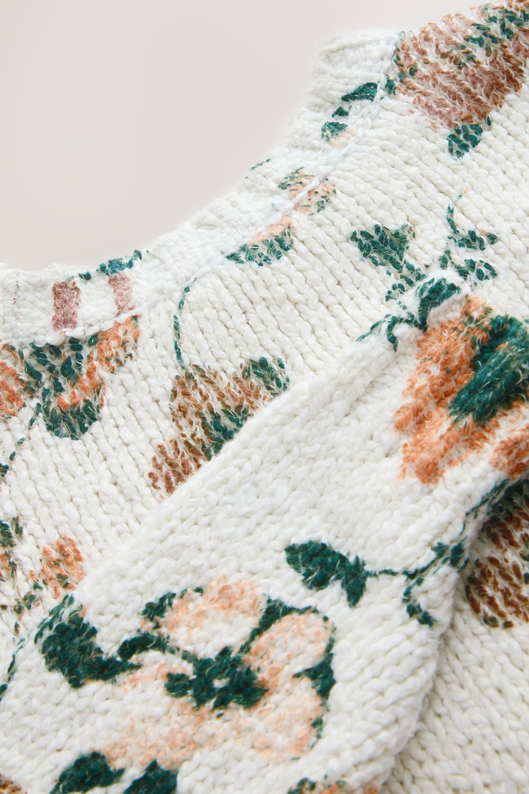 Rundhalspullover Genoppter Strickpullover mit hohem Baumwollanteil